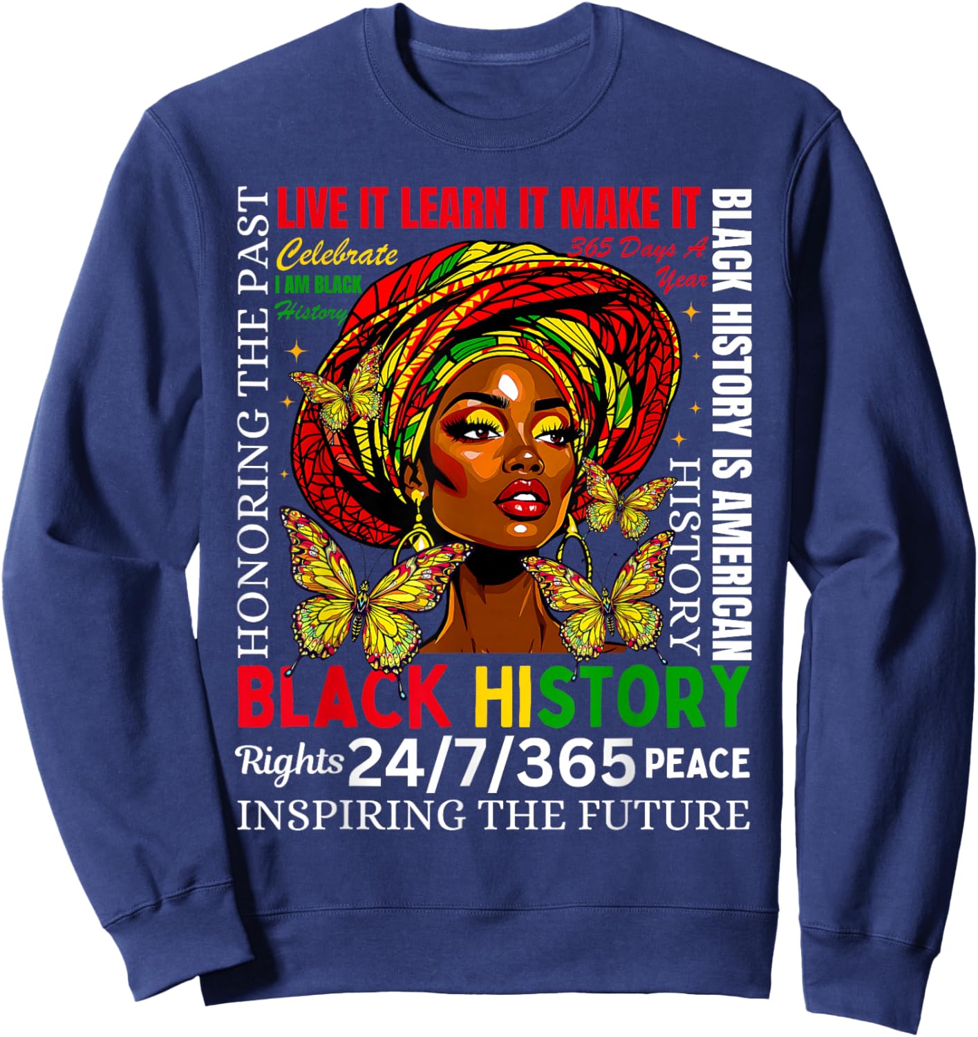 Black History Month African American Women Melanin Pride Sweatshirt - Sweatshirt | Navy