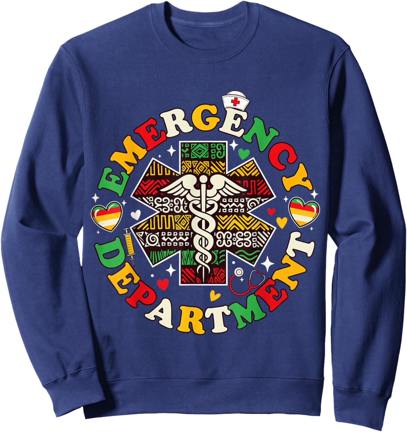 Emergency Department Black History ER Nurse Juneteenth Sweatshirt - Sweatshirt | Navy