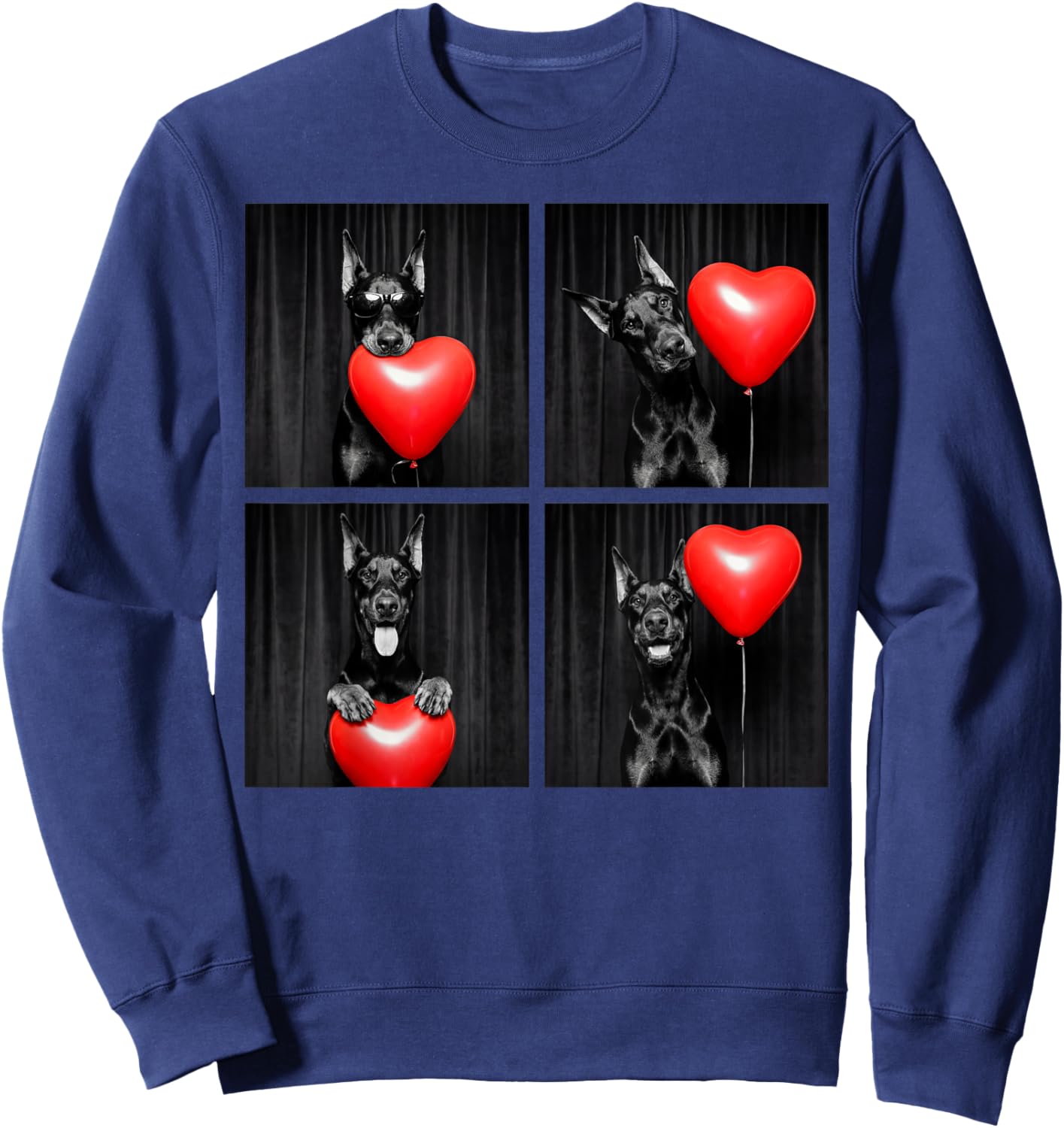 Funny Doberman Photobooth Dog Lover Design Valentines Sweatshirt - Sweatshirt | Navy