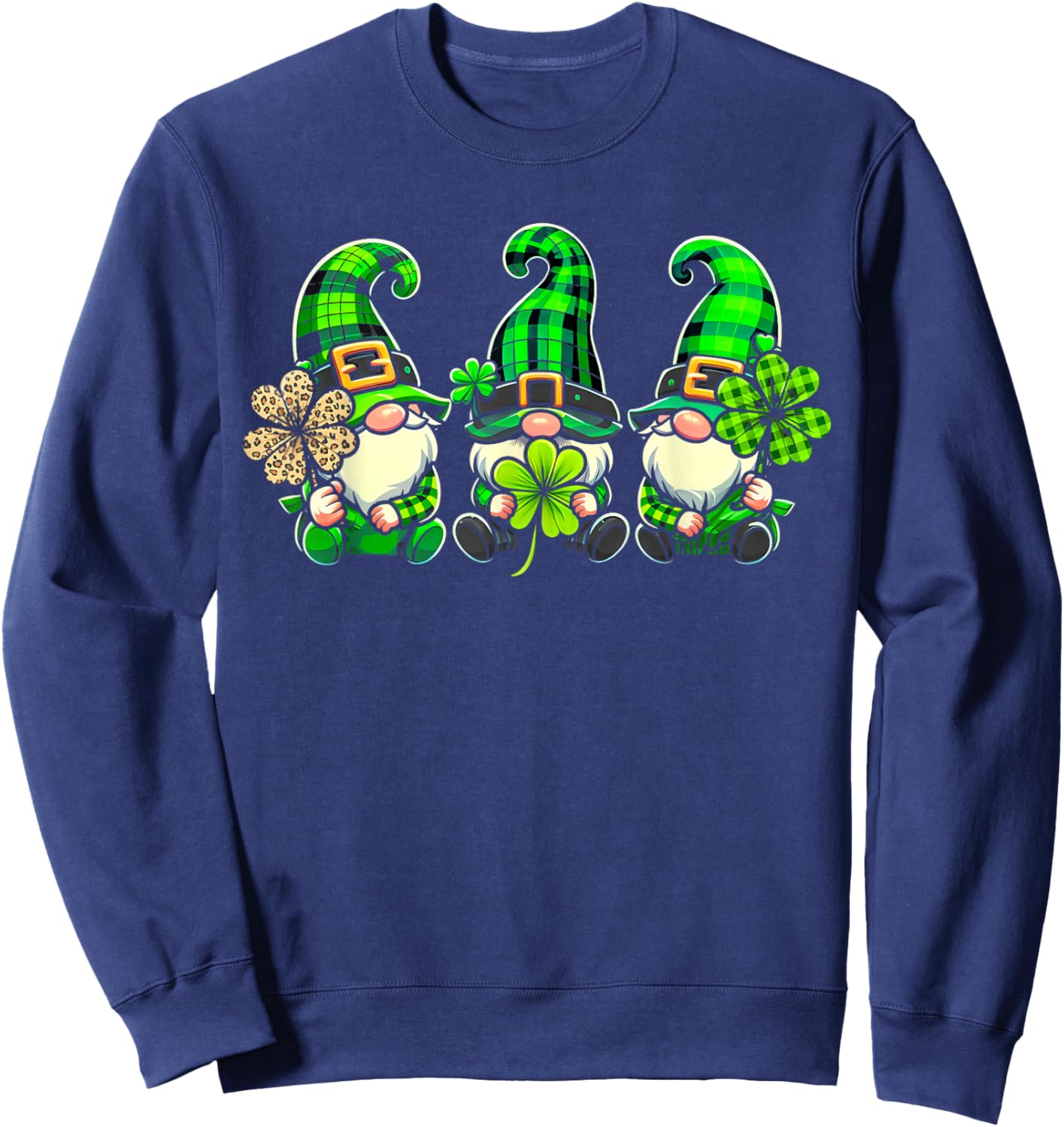 St Patricks Day Gnomes Shamrock Saint Pattys Girls Women Sweatshirt - Sweatshirt | Navy
