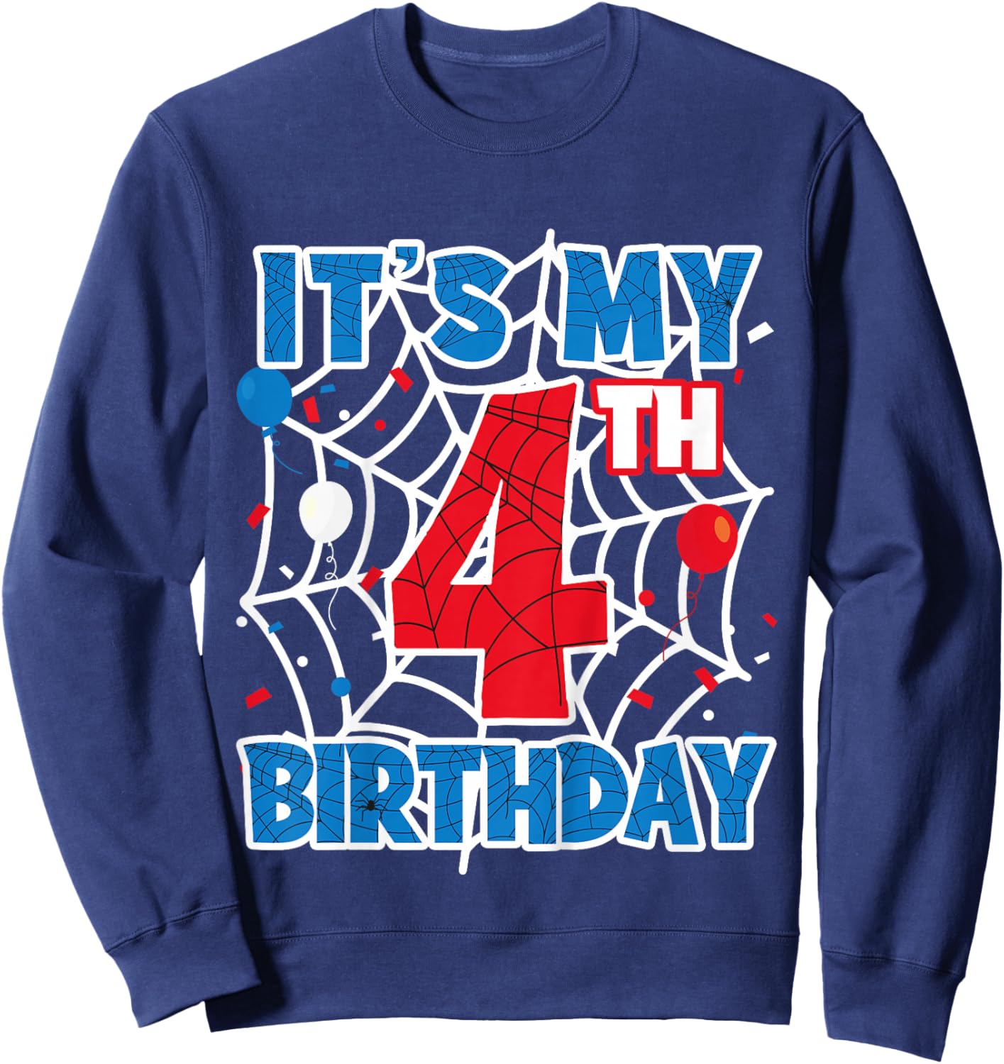 Kids Spider Web 4 Year Old Birthday Boy Sweatshirt - Sweatshirt | Navy