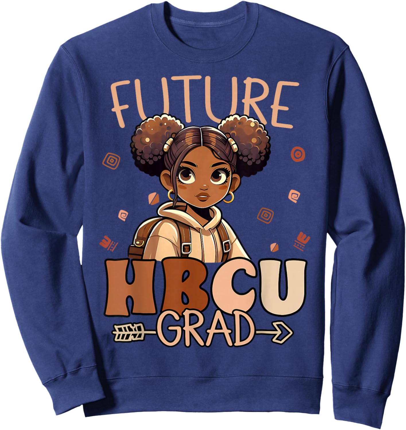 Future HBCU Grad Black Girl Graduation History HBCU Kids Sweatshirt - Sweatshirt | Navy