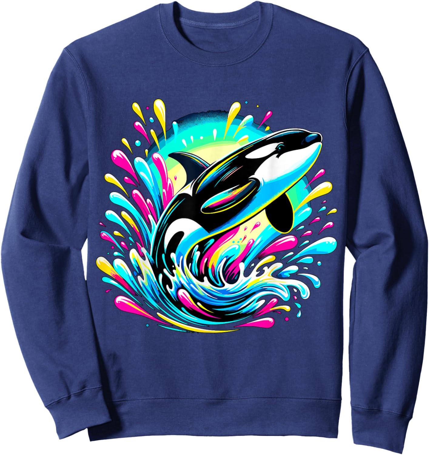 Colorful Orca Killer Whale Ocean Animal Sweatshirt - Sweatshirt | Navy