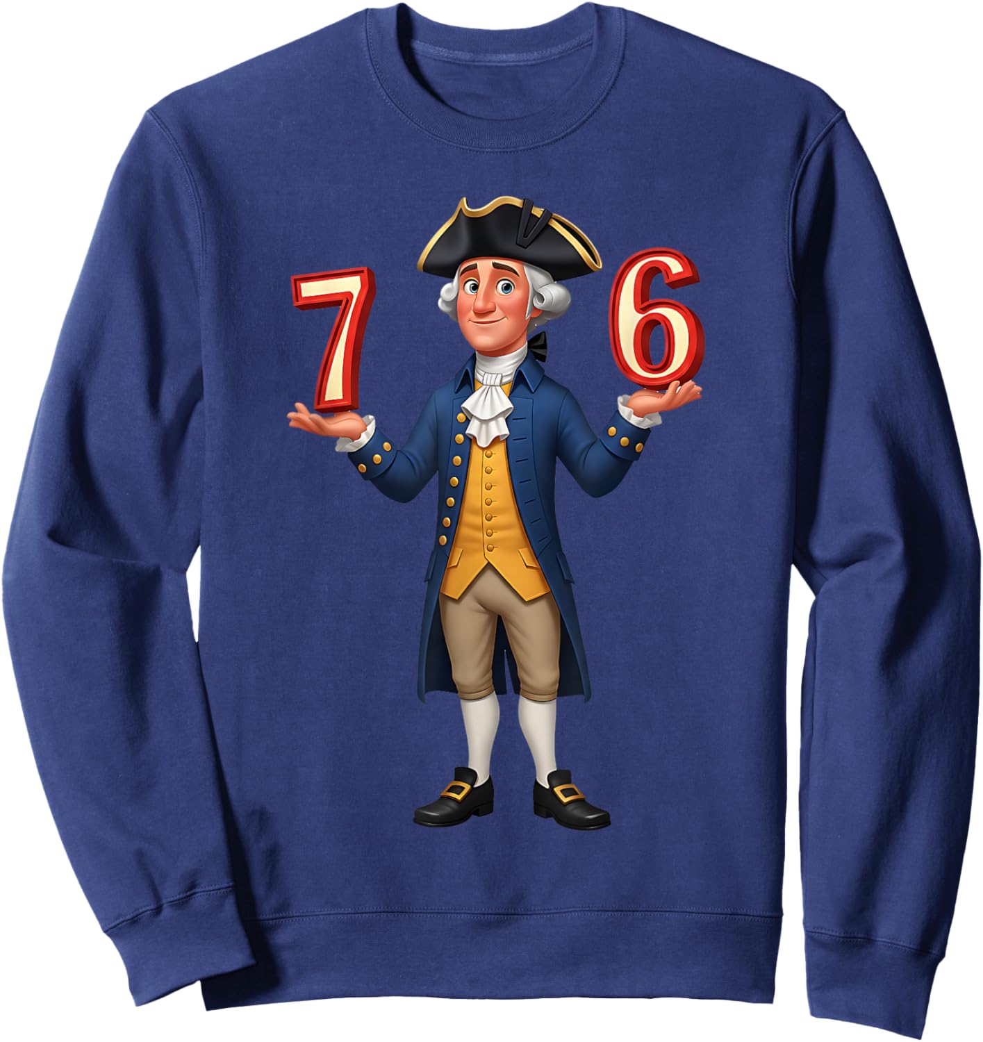 Six Seven American 67 Gen Alpha Slang 7 6 George Washington Sweatshirt - Sweatshirt | Navy