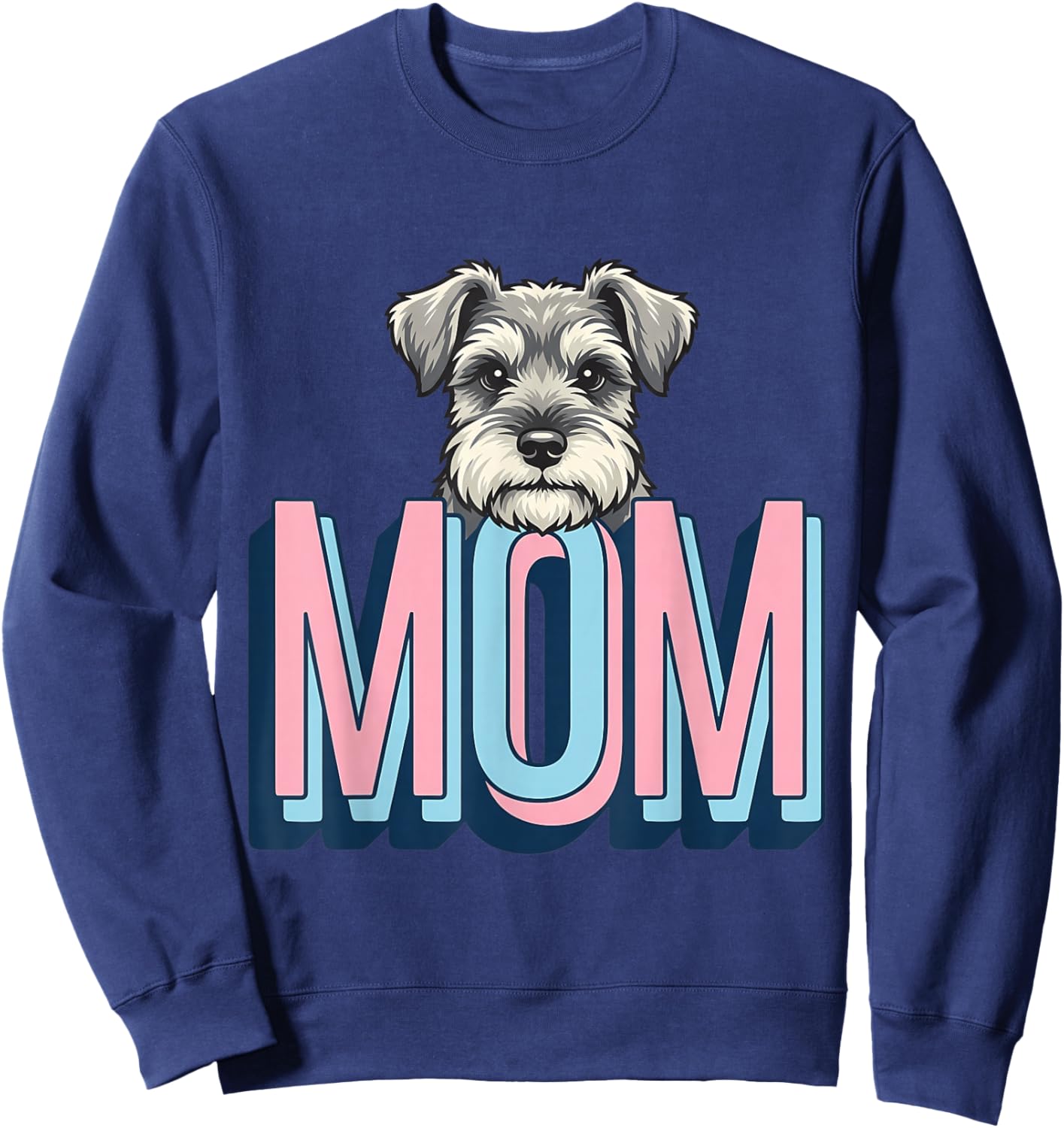 Schnauzer Peeking Mom Dog Lover Cute Puppy Drawing Sweatshirt - Sweatshirt | Navy