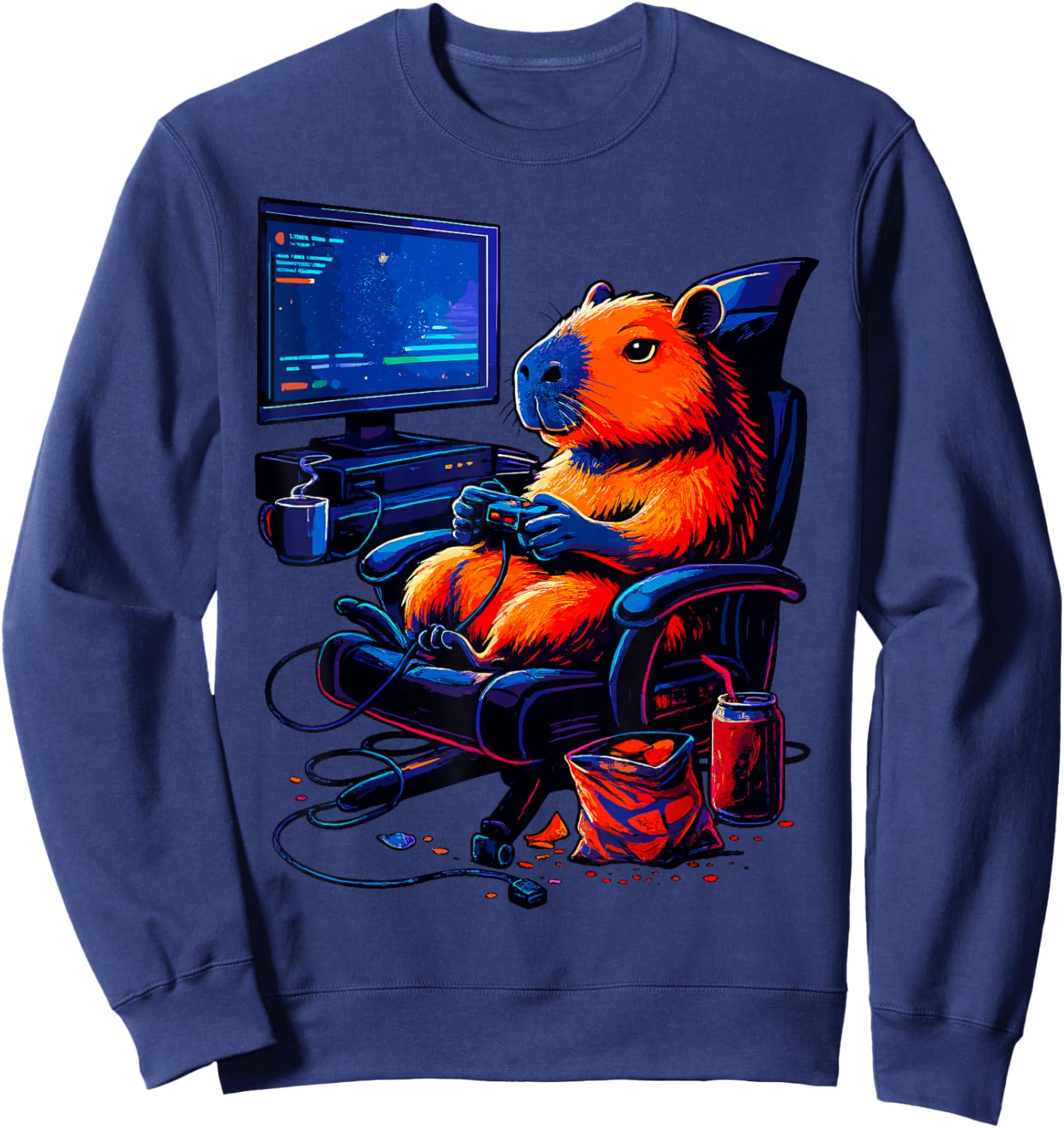 Gamer Capybara Gaming Sweatshirt - Sweatshirt | Navy