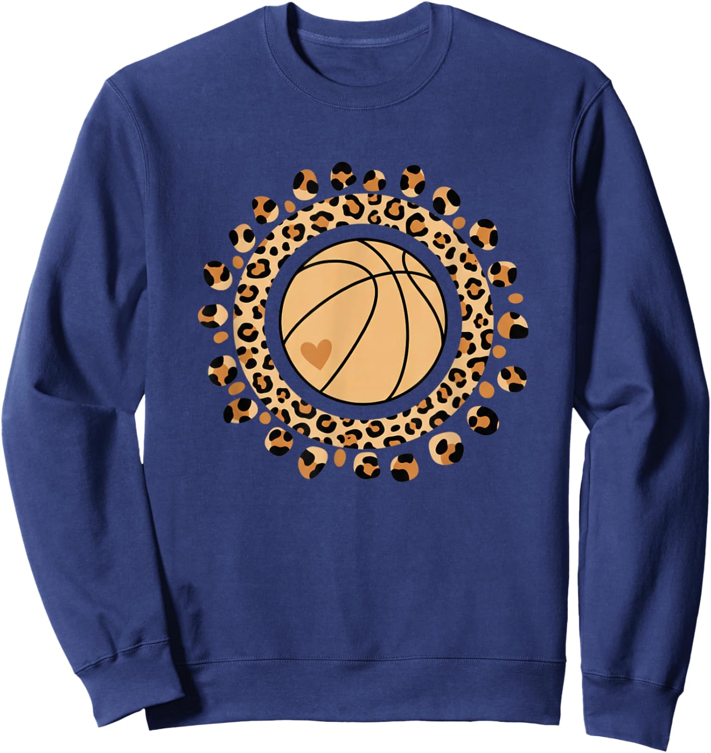 Leopard Basketball Circle Leopard Print Hoop Sports Sweatshirt - Sweatshirt | Navy