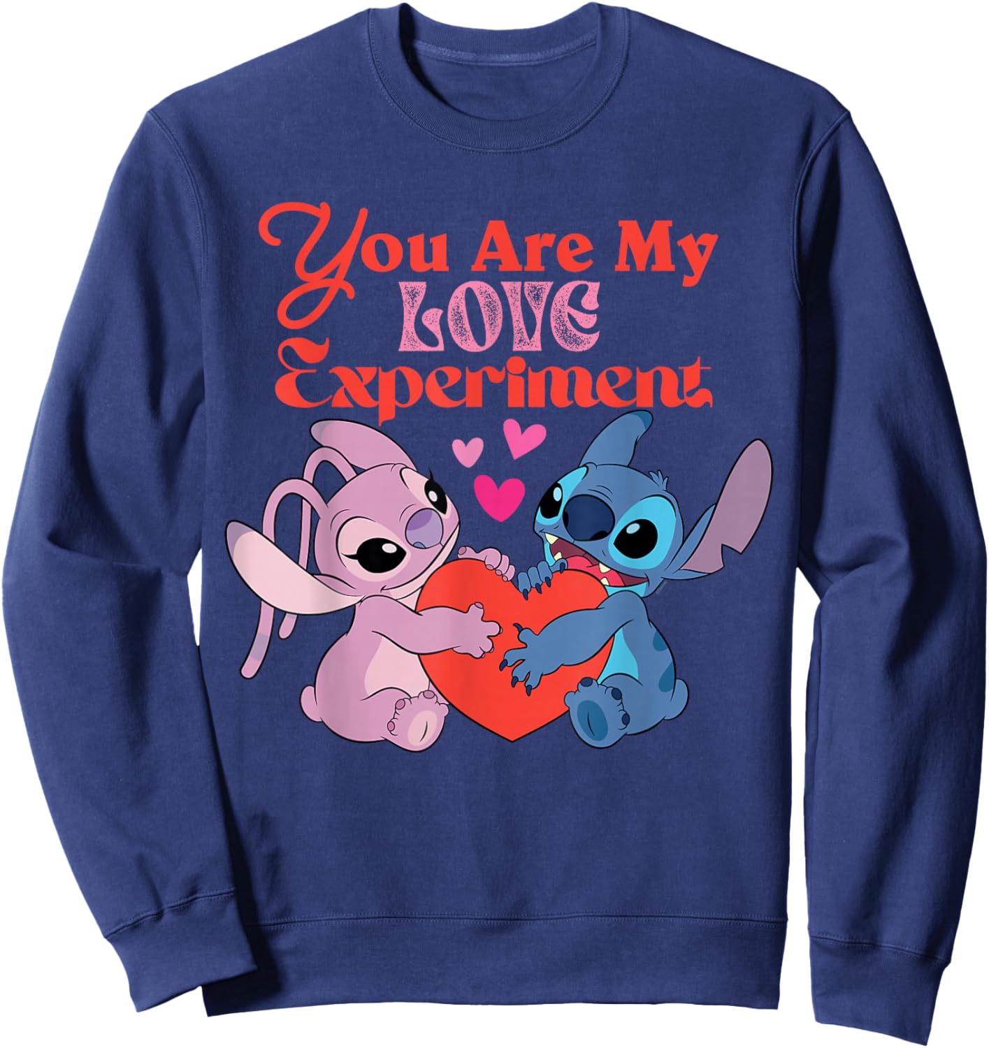 Disney Stitch & Angel Valentine You are My Love Experiment Sweatshirt - Sweatshirt | Navy