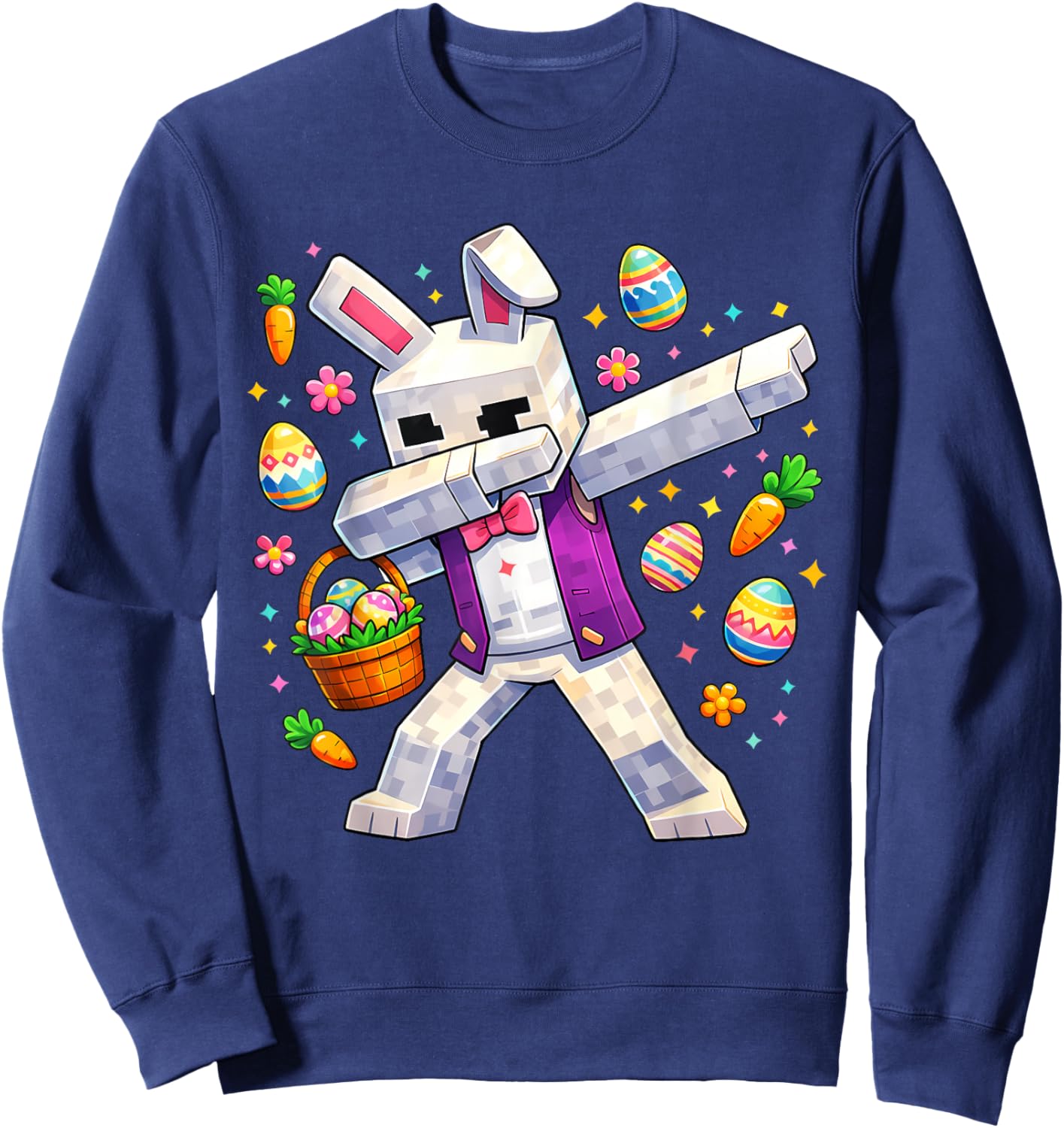 Funny Boy Easter Day Bunny Dabbing Gaming Easter Kids Boys Sweatshirt - Sweatshirt | Navy