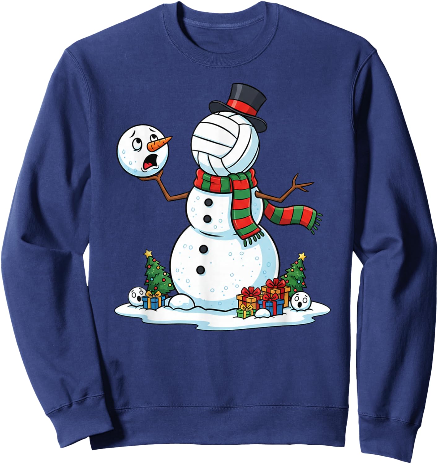 Funny Christmas Volleyball Snowman Xmas Kids Sweatshirt - Sweatshirt | Navy