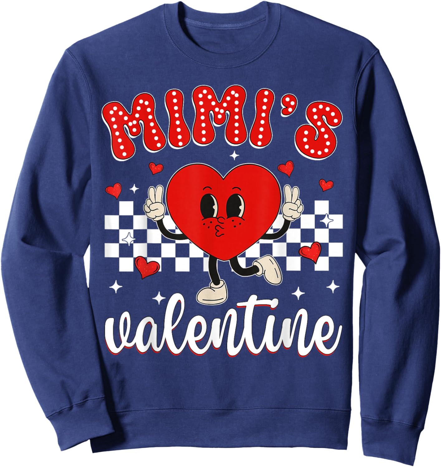 Mimi's Valentine Heart Cute Kids Retro Groovy Boy Girl Sweatshirt - Sweatshirt | Navy