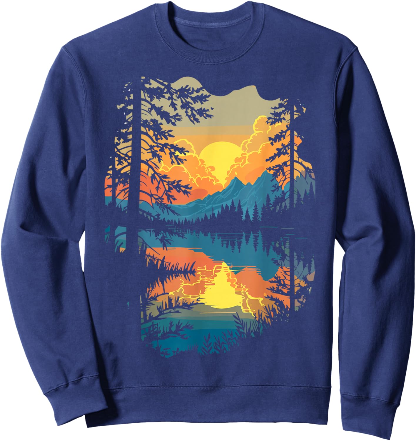 Nature Trees Reflection Forest Outdoor Sweatshirt - Sweatshirt | Navy