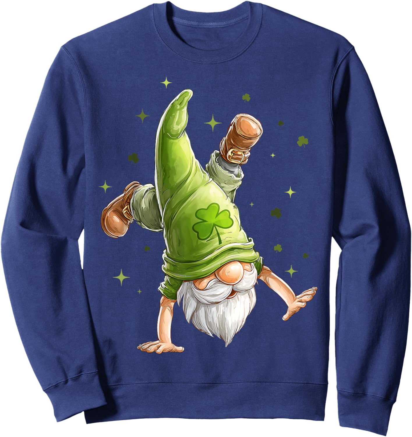 Cartwheel Gymnast Gnome Shamrock St. Patricks Day Gymnastic Sweatshirt - Sweatshirt | Navy