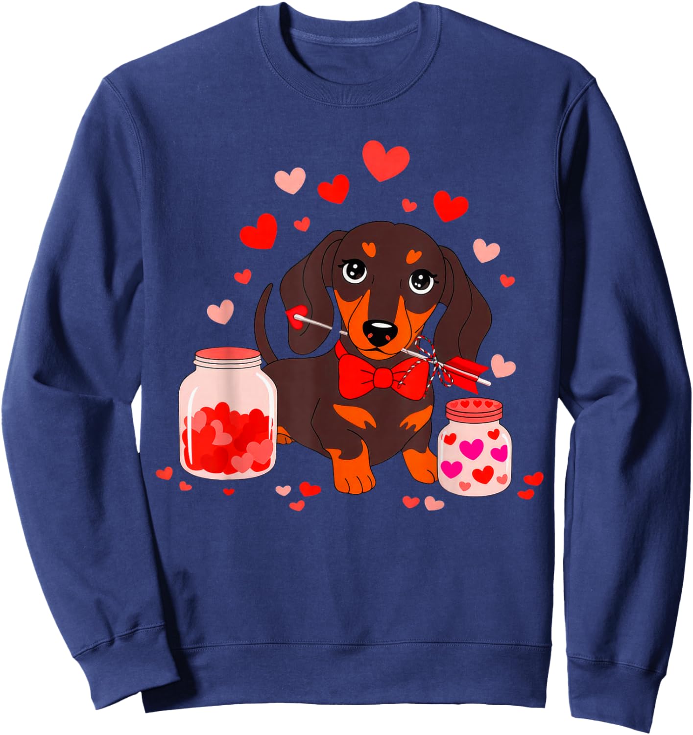 Dog Valentine Cute Dachshund Valentine's Day Sweatshirt - Sweatshirt | Navy