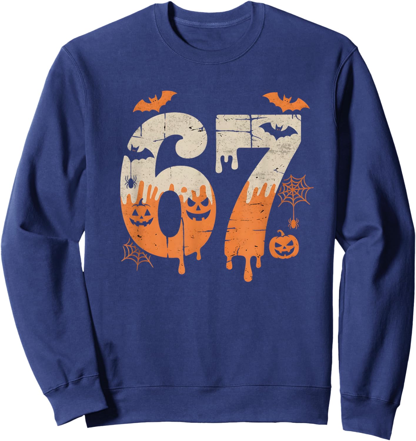 67 Six Seven Meme Halloween Sweatshirt - Sweatshirt | Navy