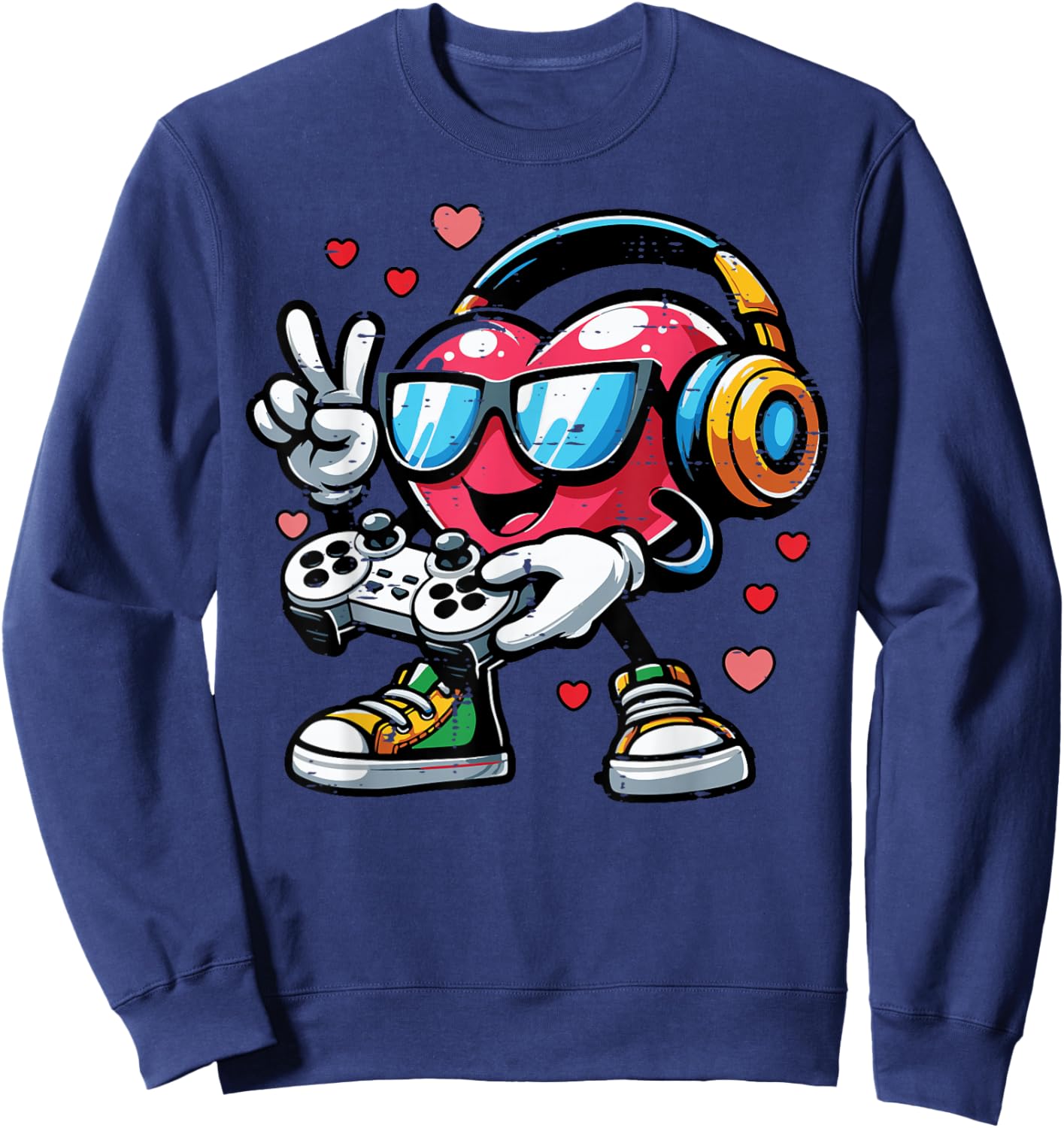 Valentines Day Gamer Heart Gaming Boys Kids Men Youth Teen Sweatshirt - Sweatshirt | Navy