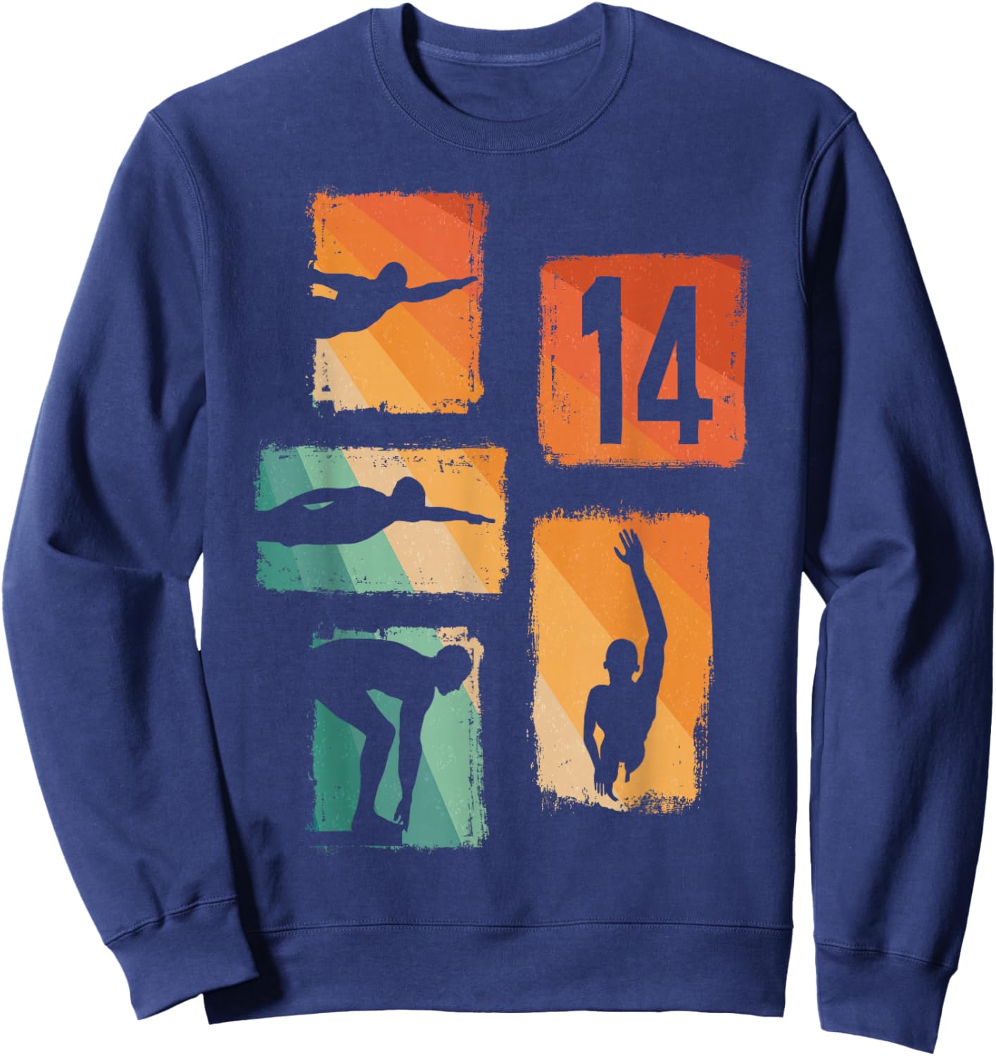 14th Birthday Swimmer Swimming 14 Year Old Boy Sweatshirt - Sweatshirt | Navy