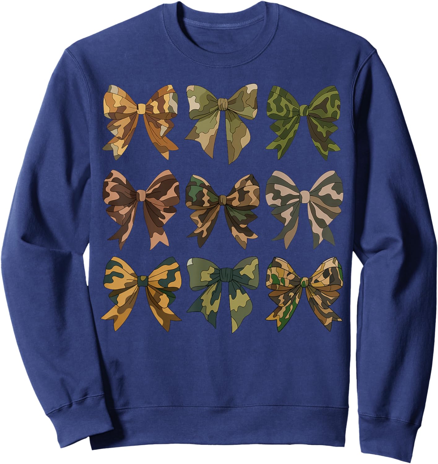 Camouflage Old Camo Bow Camo Coquette Bow Hunting Women Girl Sweatshirt - Sweatshirt | Navy