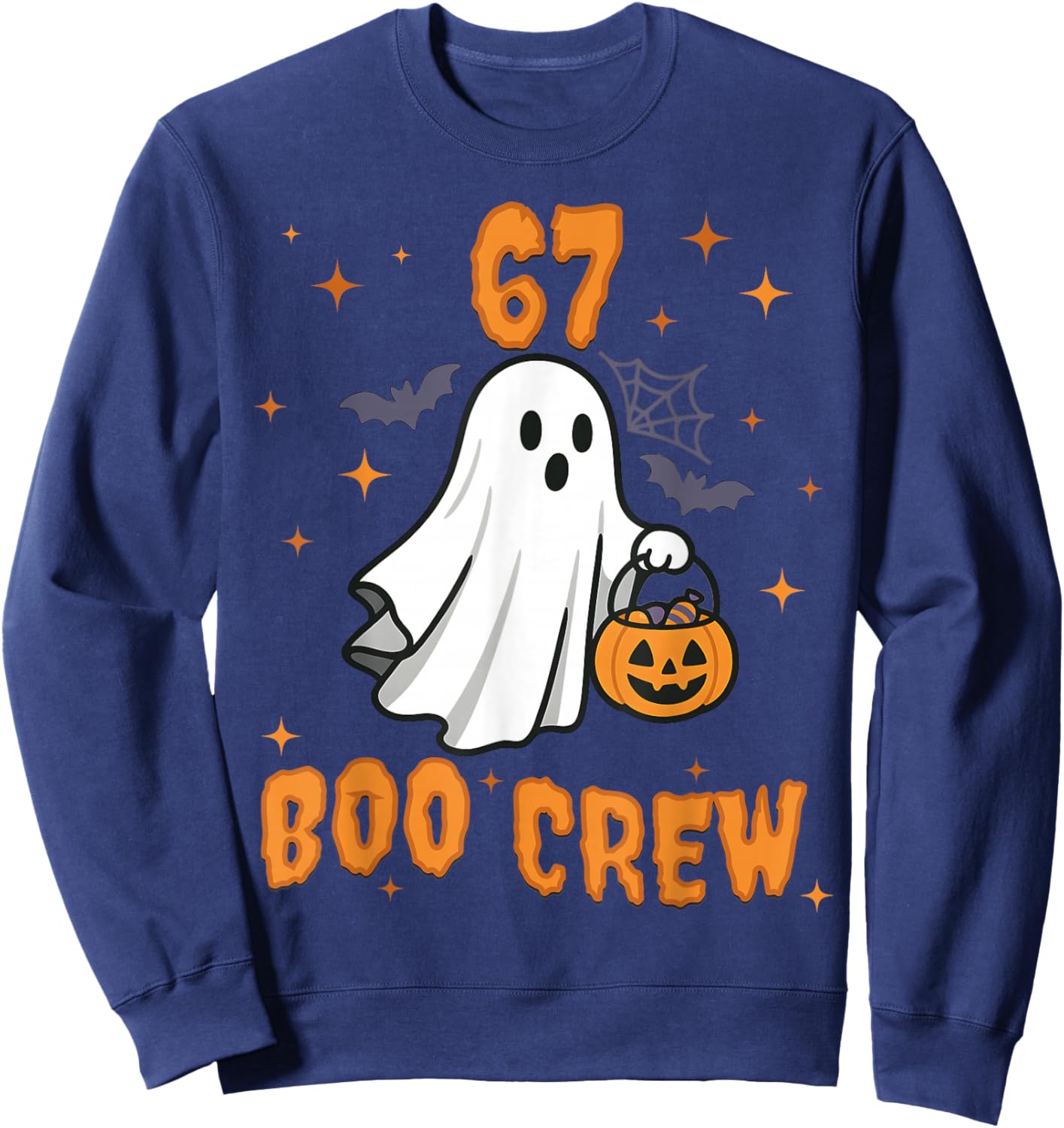 67 Halloween Ghost Boo Crew Matching Funny Brainrot Kids Sweatshirt - Sweatshirt | Navy