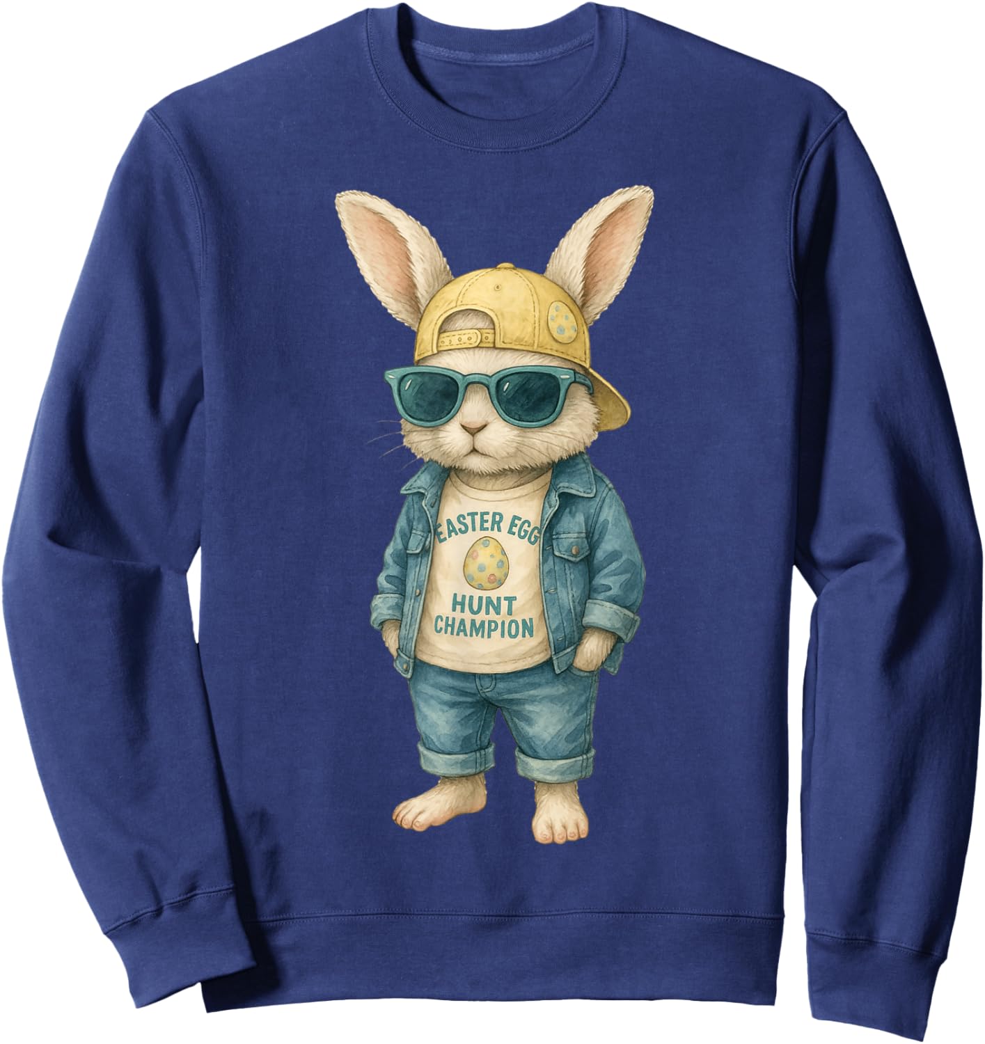 Cool Easter Bunny with Sunglasses for Boys Teens Men Boys Sweatshirt - Sweatshirt | Navy