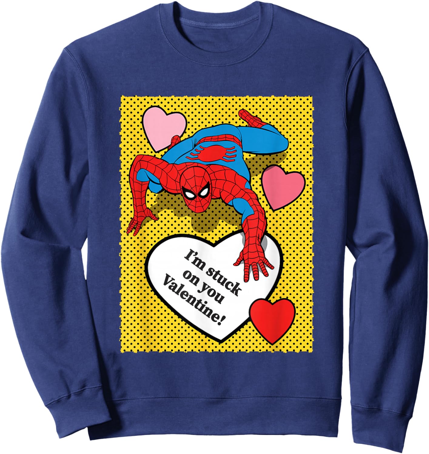 Marvel Comics Spider-Man Valentine Hearts Design Sweatshirt - Sweatshirt | Navy
