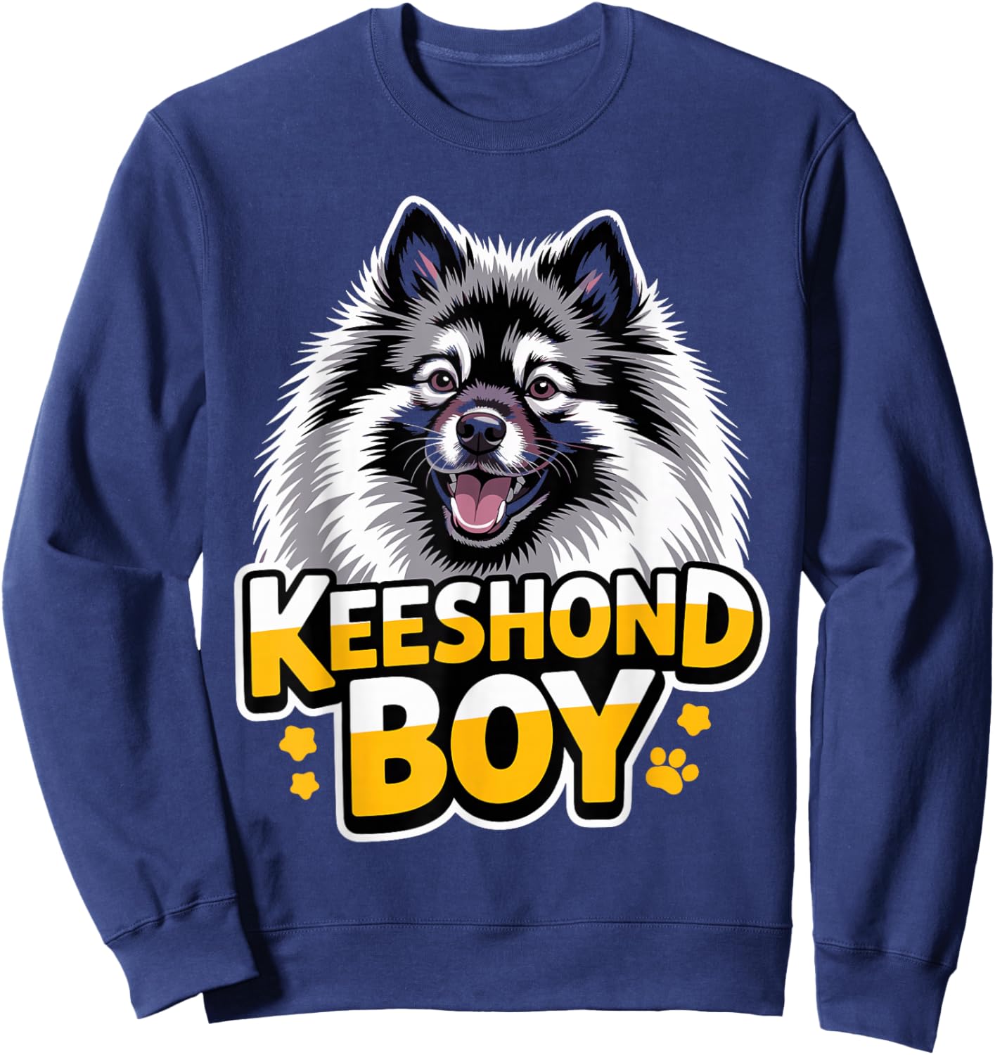 Keeshond Boy Cartoon Puppy Canine Dutch Pet Dog Breed Sweatshirt - Sweatshirt | Navy