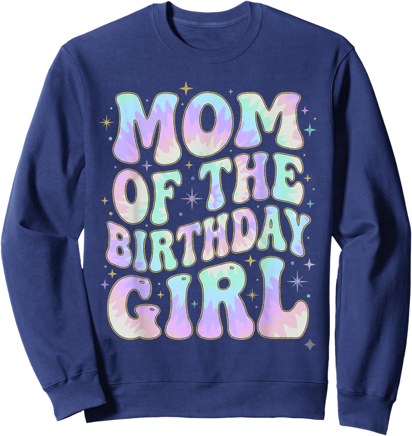 Mom of The Birthday Girl Groovy Retro Party Matching Theme Sweatshirt - Sweatshirt | Navy