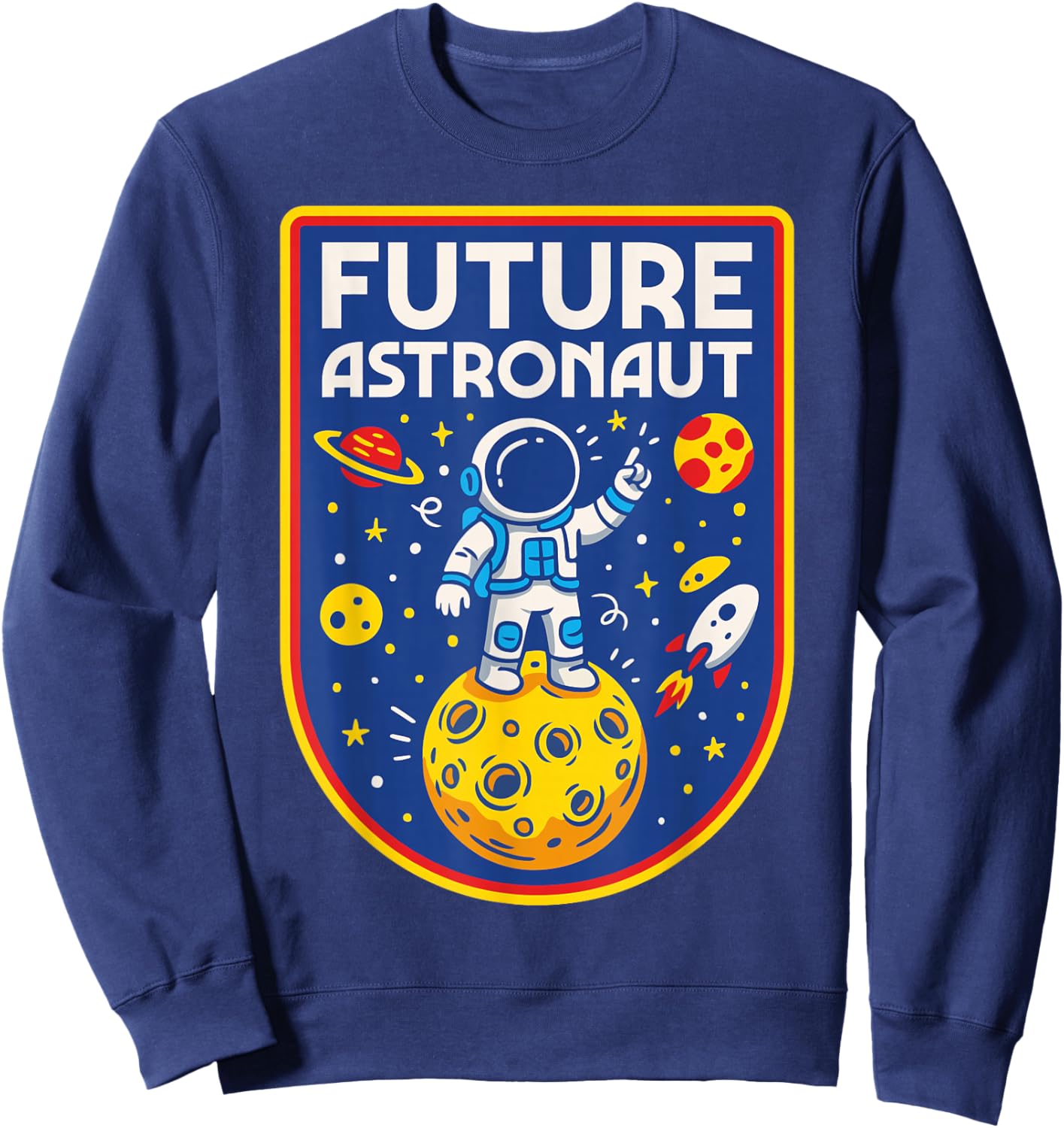 Future Astronaut Moon Planet Earth Science Outer Space Retro Sweatshirt - Sweatshirt | Navy