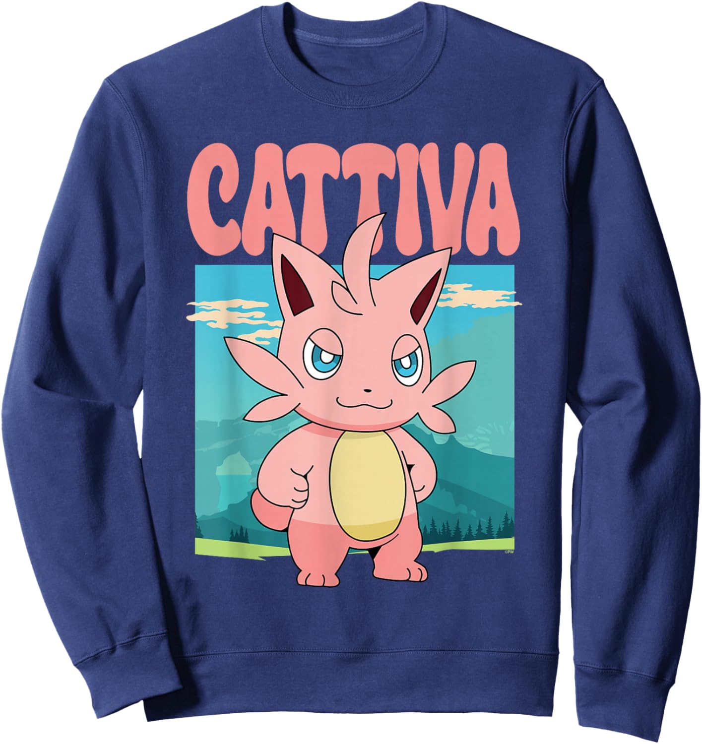 Palworld Cattiva Nature Scene Character Portrait Video Game Sweatshirt - Sweatshirt | Navy