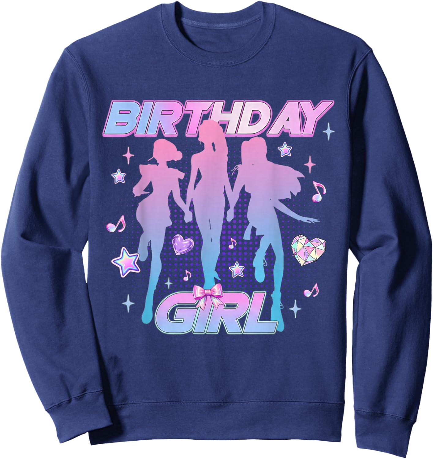 Birthday Girl K pop Birthday Coquette Pink Bow Girl Sweatshirt - Sweatshirt | Navy