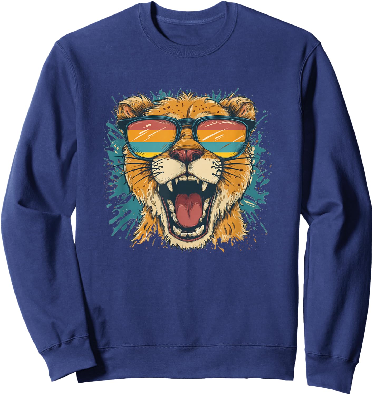 Colorful Sunglasses Cougar Costume Sweatshirt - Sweatshirt | Navy