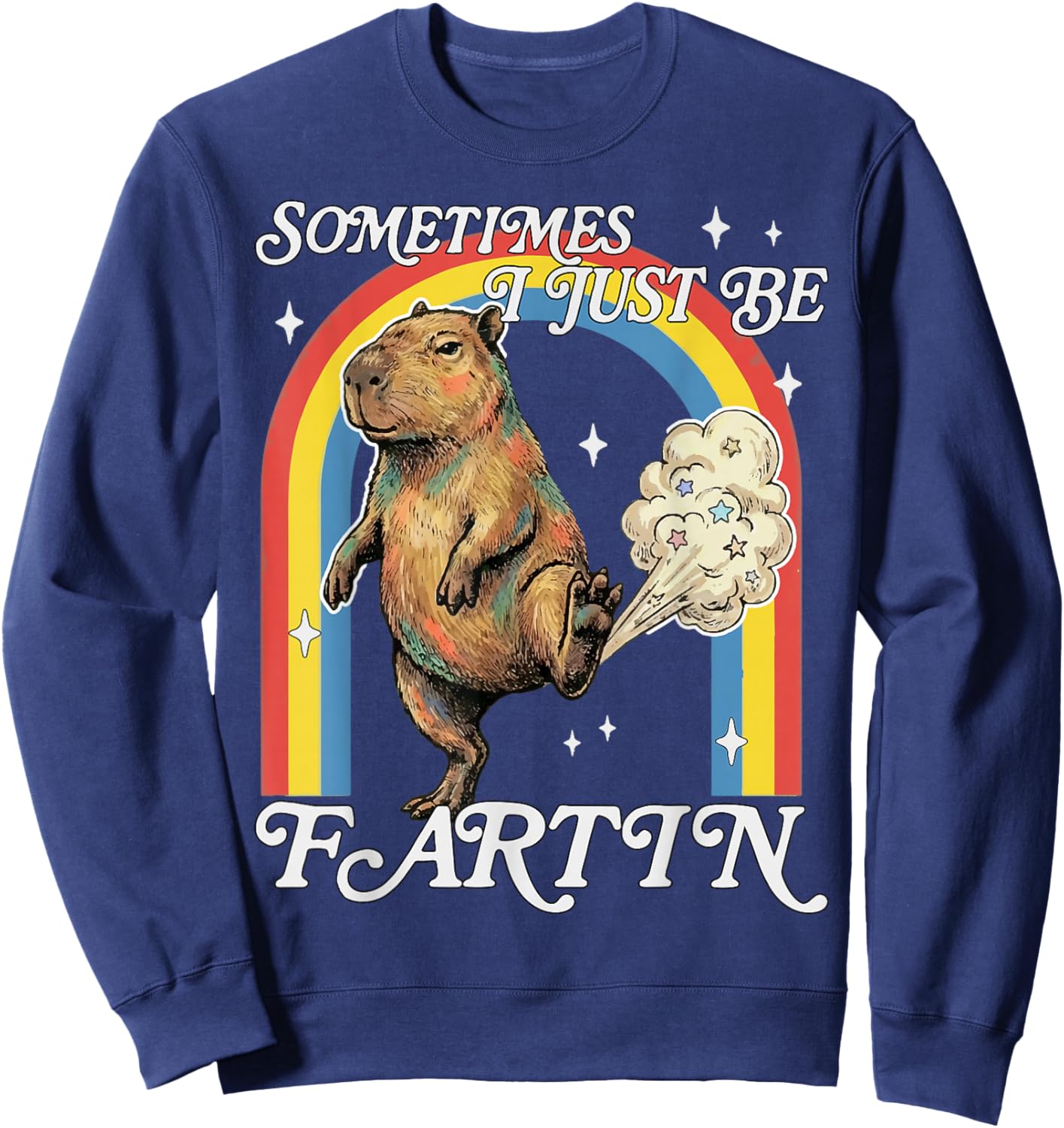 Sometimes I Just Be Fartin Capybara Funny Retro Meme Sweatshirt - Sweatshirt | Navy