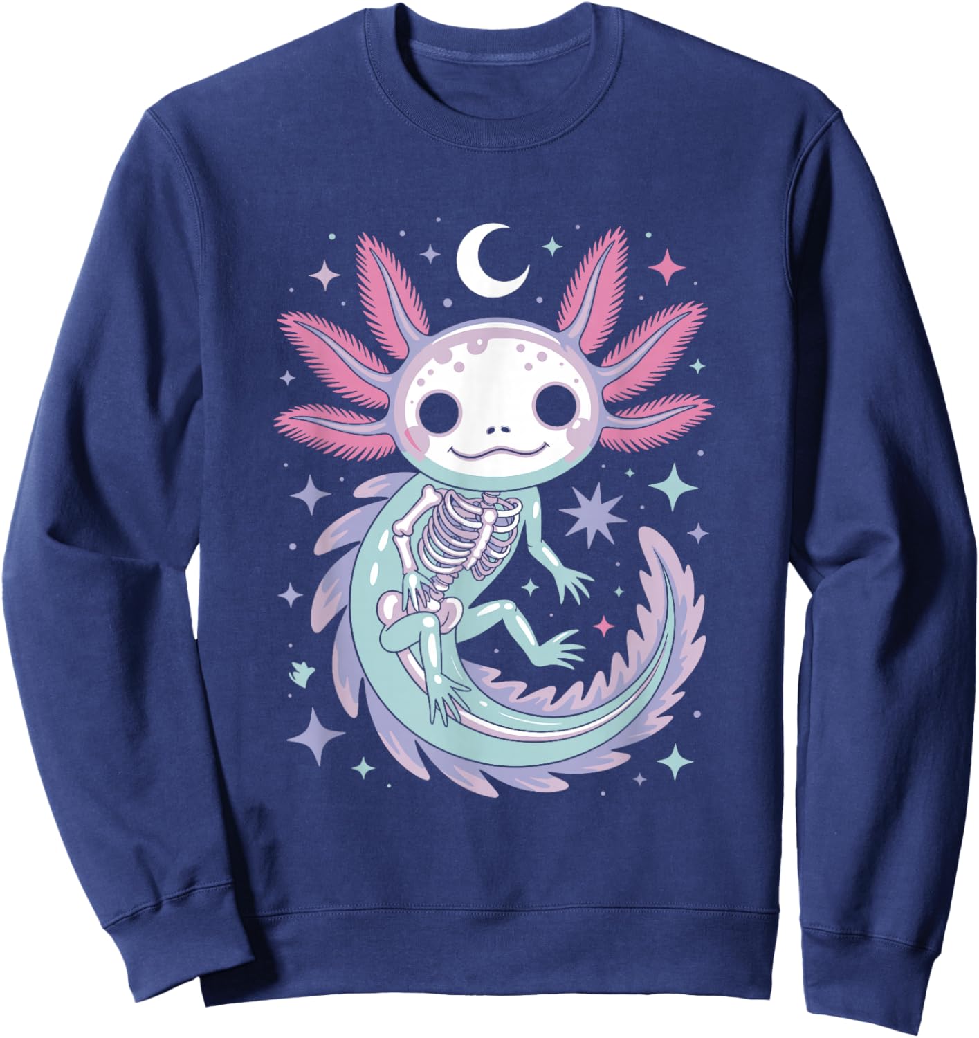 Pastel Goth Girl Kawaii Cute Skeleton Axolotl Sweatshirt - Sweatshirt | Navy