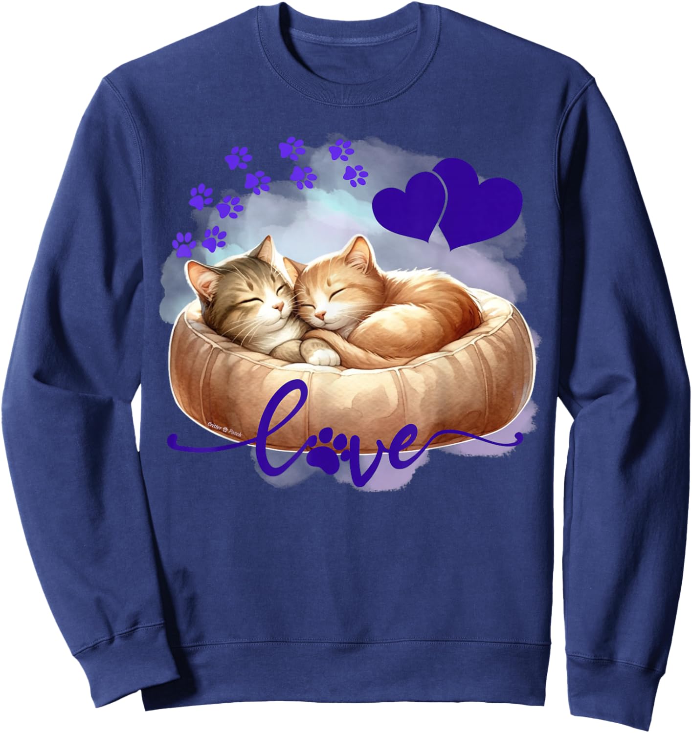 Cute Cat Love and Friendship - Valentine's Day Sweethearts Sweatshirt - Sweatshirt | Navy