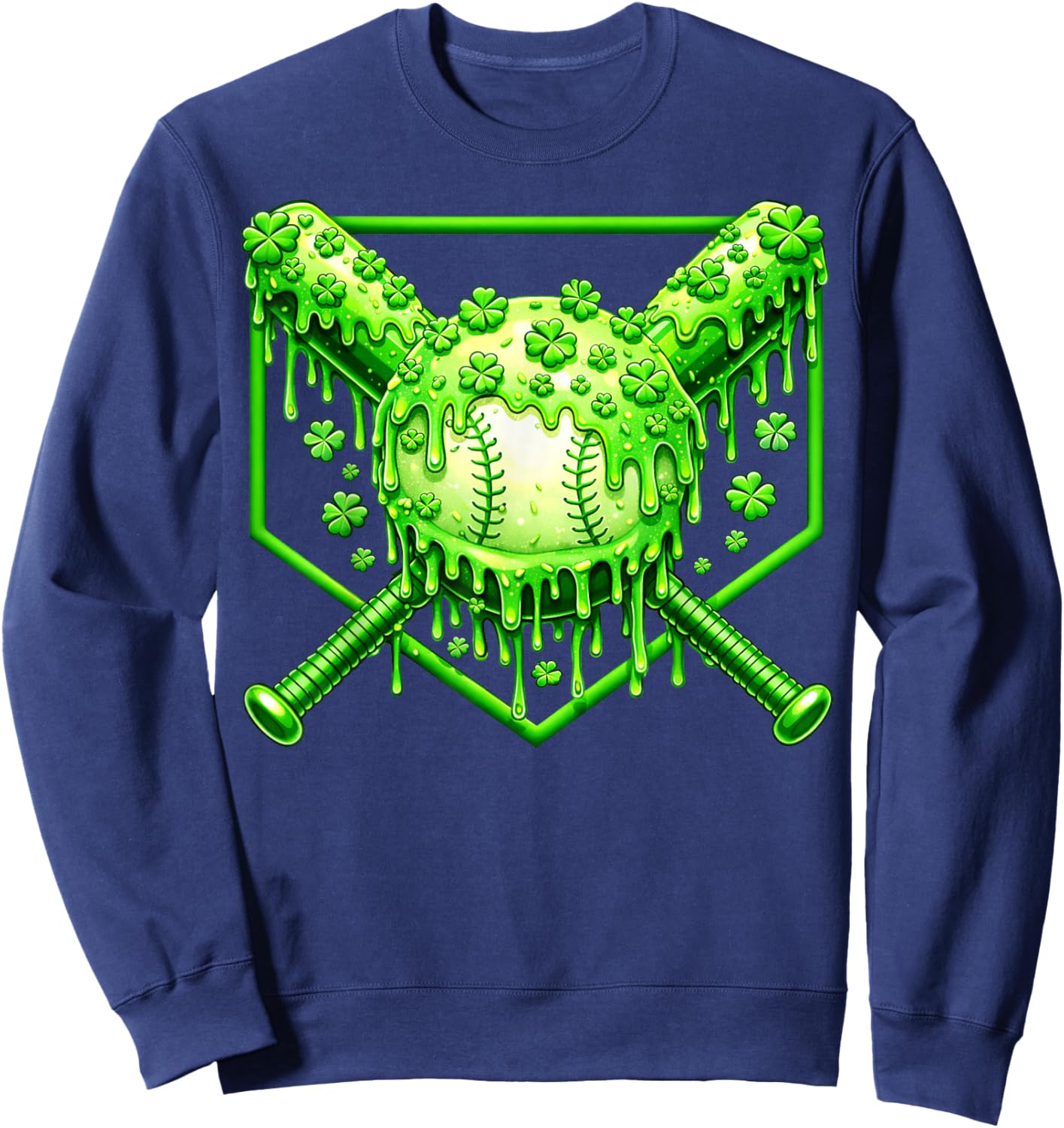 Dripping Drip Baseball Shamrock St Patricks Boy Kid Sweatshirt - Sweatshirt | Navy