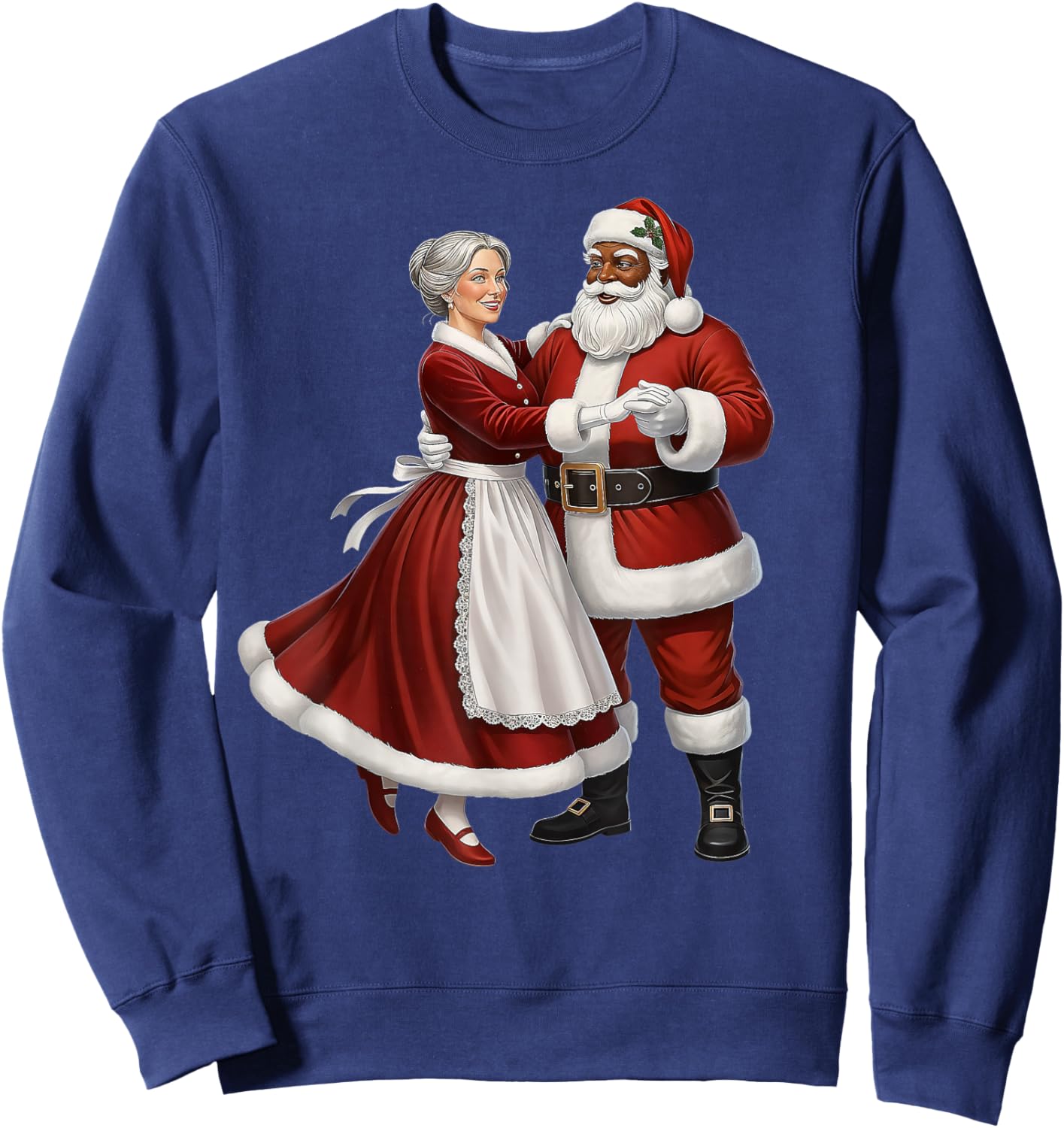 African Santa Mrs Claus Dancing African American Christmas Sweatshirt - Sweatshirt | Navy