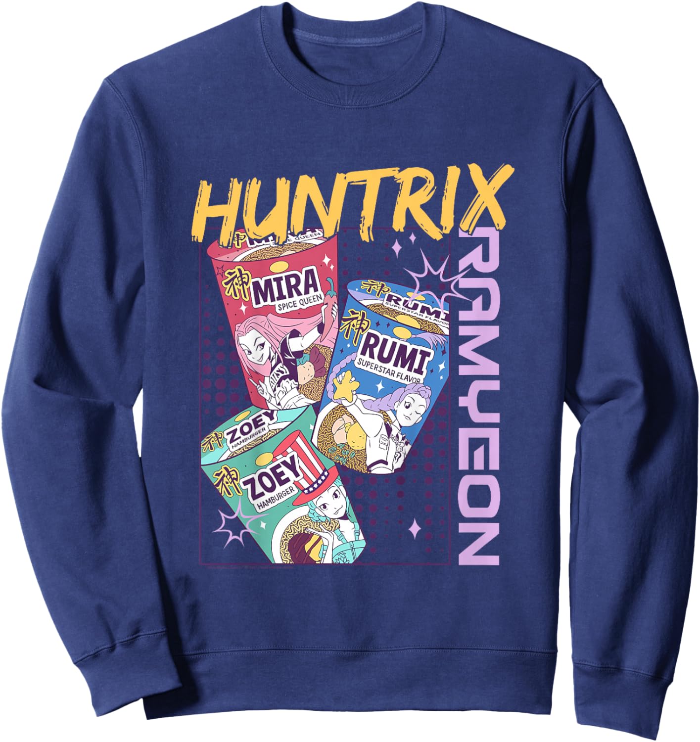 Kpop Demon Hunters Huntrix Ramyeon Full Color Sweatshirt - Sweatshirt | Navy