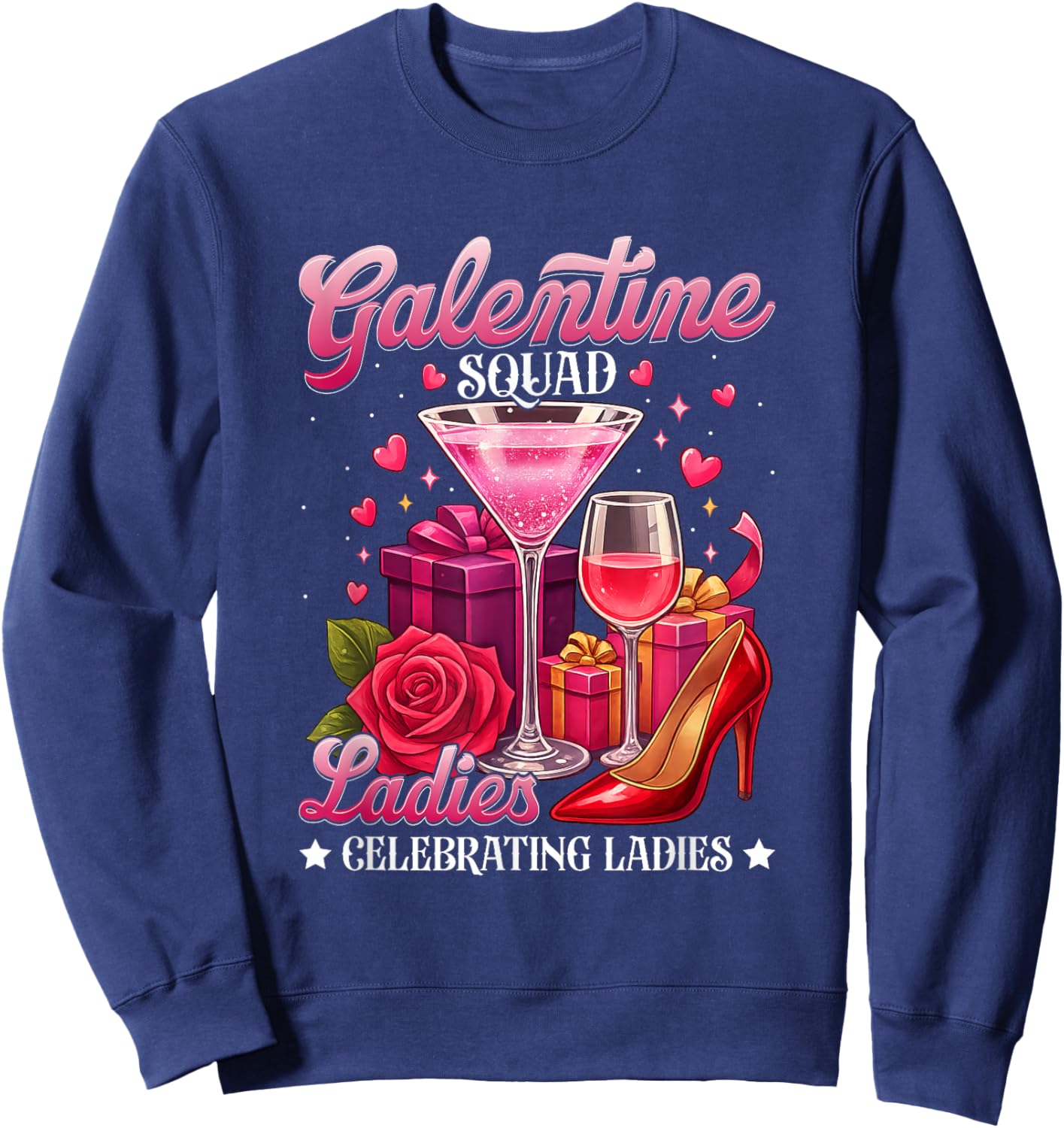 Galentine Squad Ladies Martini Party Celebration Design Sweatshirt - Sweatshirt | Navy