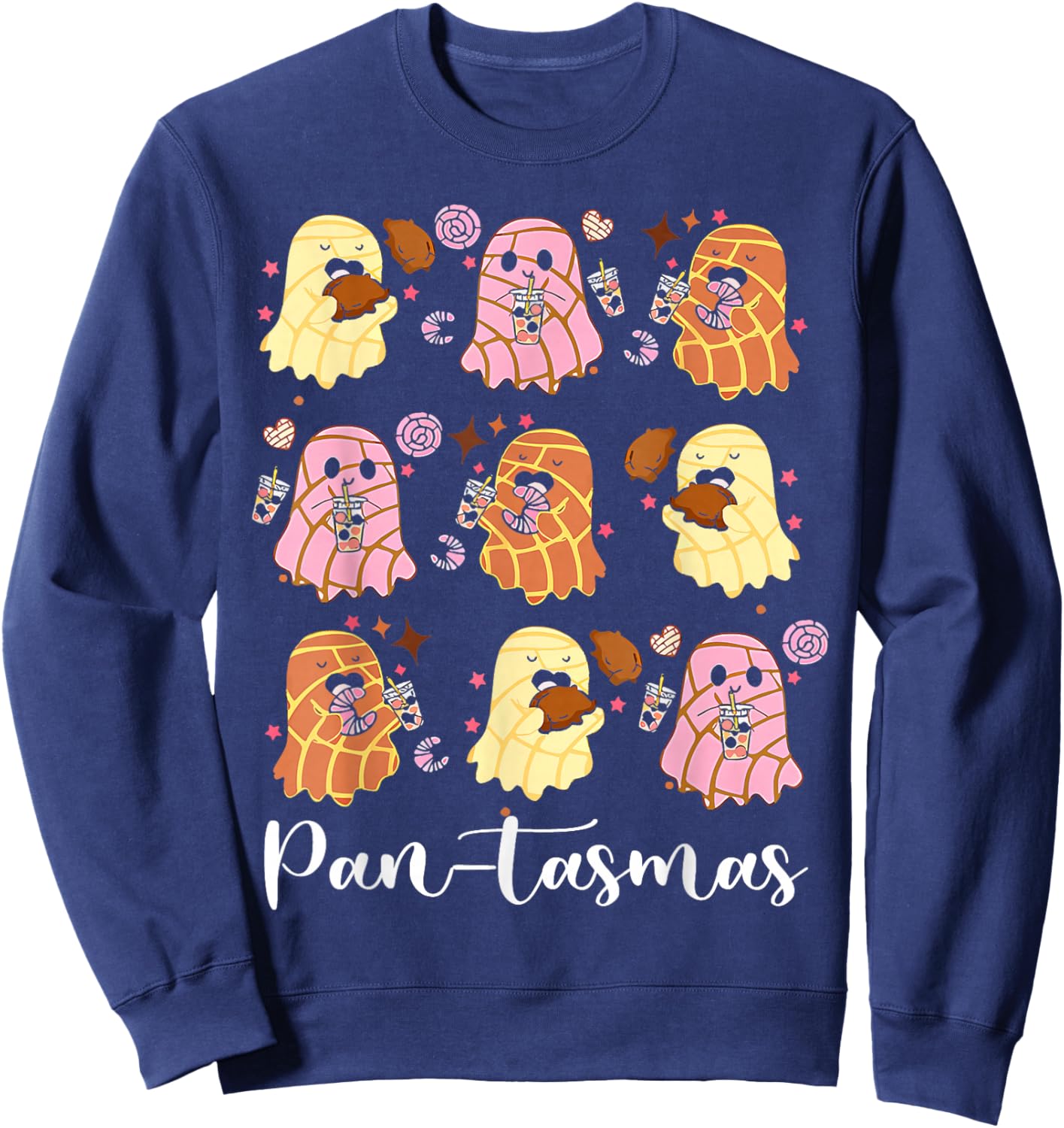 Pantasmas Ghost Pan Dulce Halloween Mexican Conchas Boo Sweatshirt - Sweatshirt | Navy