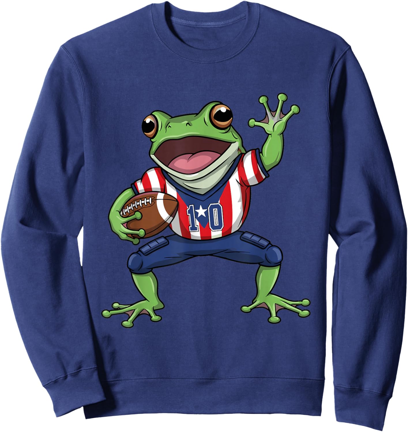 Funny Coqui Frog Puerto Rico Flag Football Boricua Sweatshirt - Sweatshirt | Navy