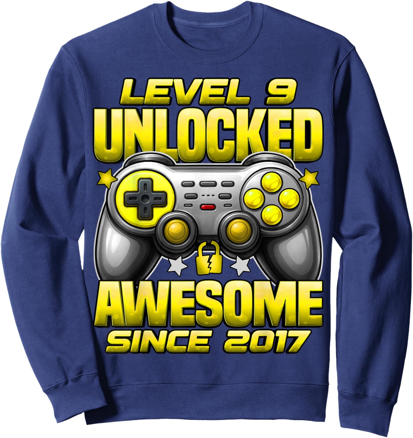Level 9 Unlocked 9 Year Old Gifts for Boys 9th Birthday Boy Sweatshirt - Sweatshirt | Navy