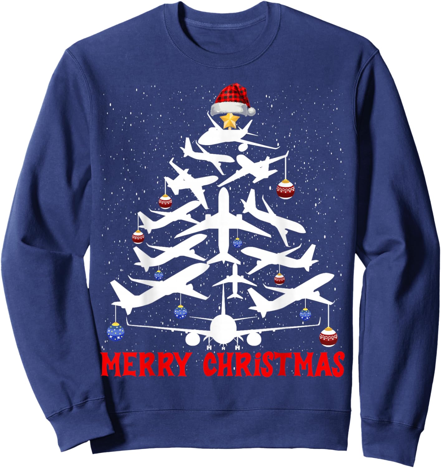 Christmas Tree Airplanes Pilots Merry Christmas Men Boys Sweatshirt - Sweatshirt | Navy