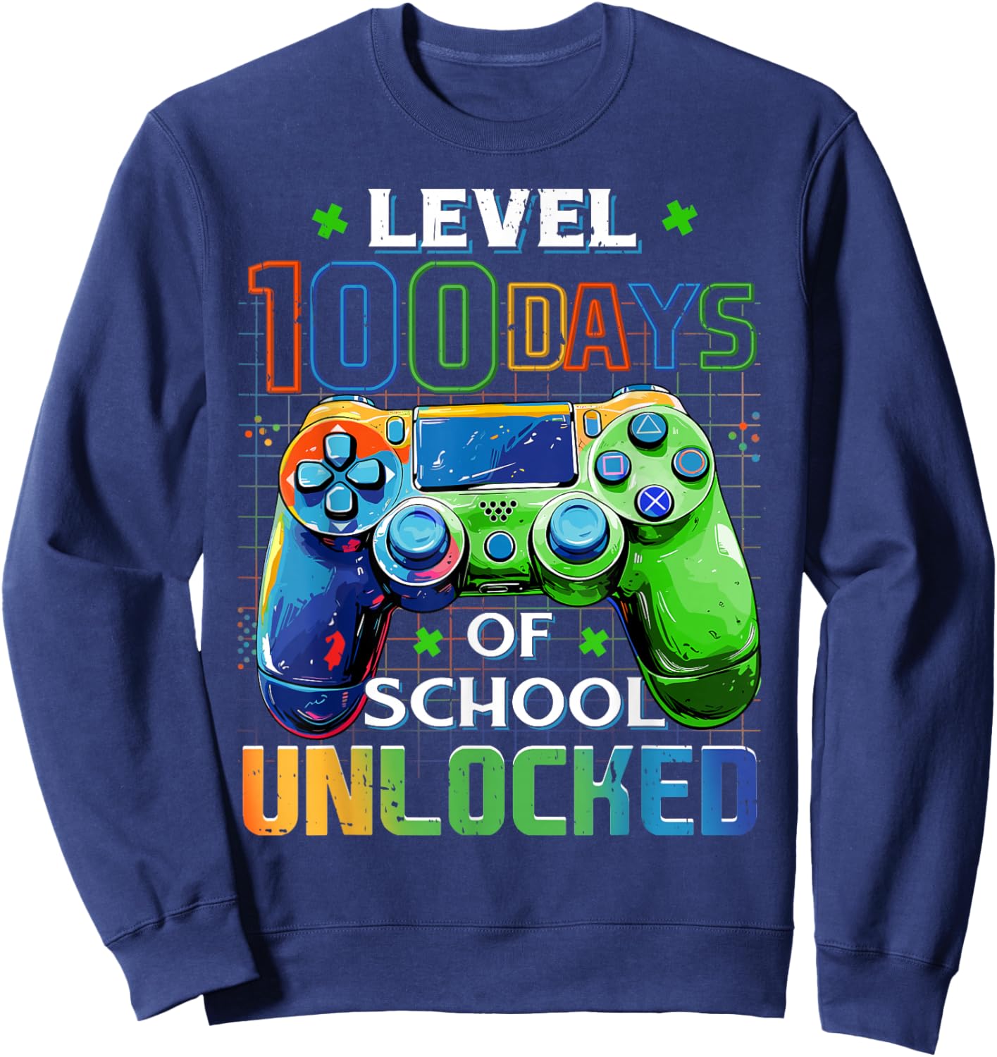 Level 100 Days of School Unlocked Boys 100th Day of School Sweatshirt - Sweatshirt | Navy