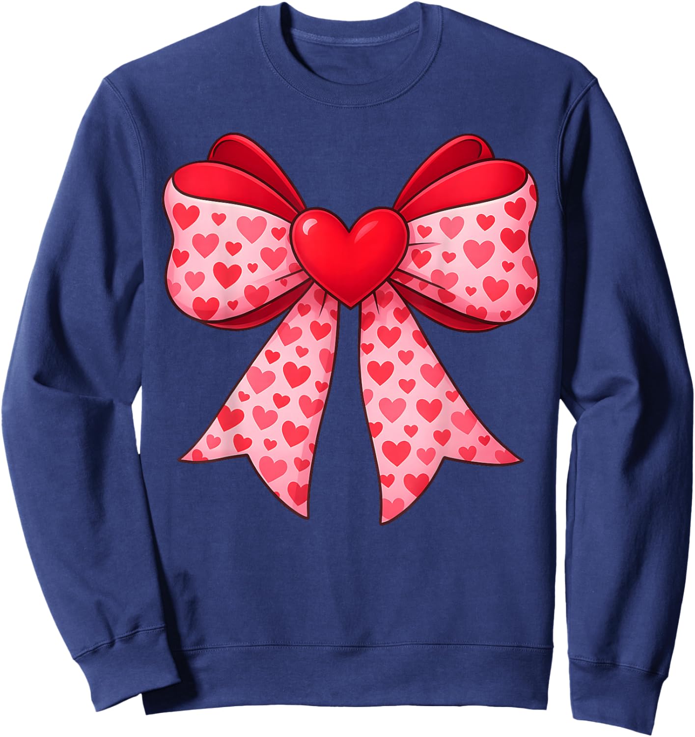 Valentine Cute Red Heart Coquette Bow Girl Women Kids Sweatshirt - Sweatshirt | Navy