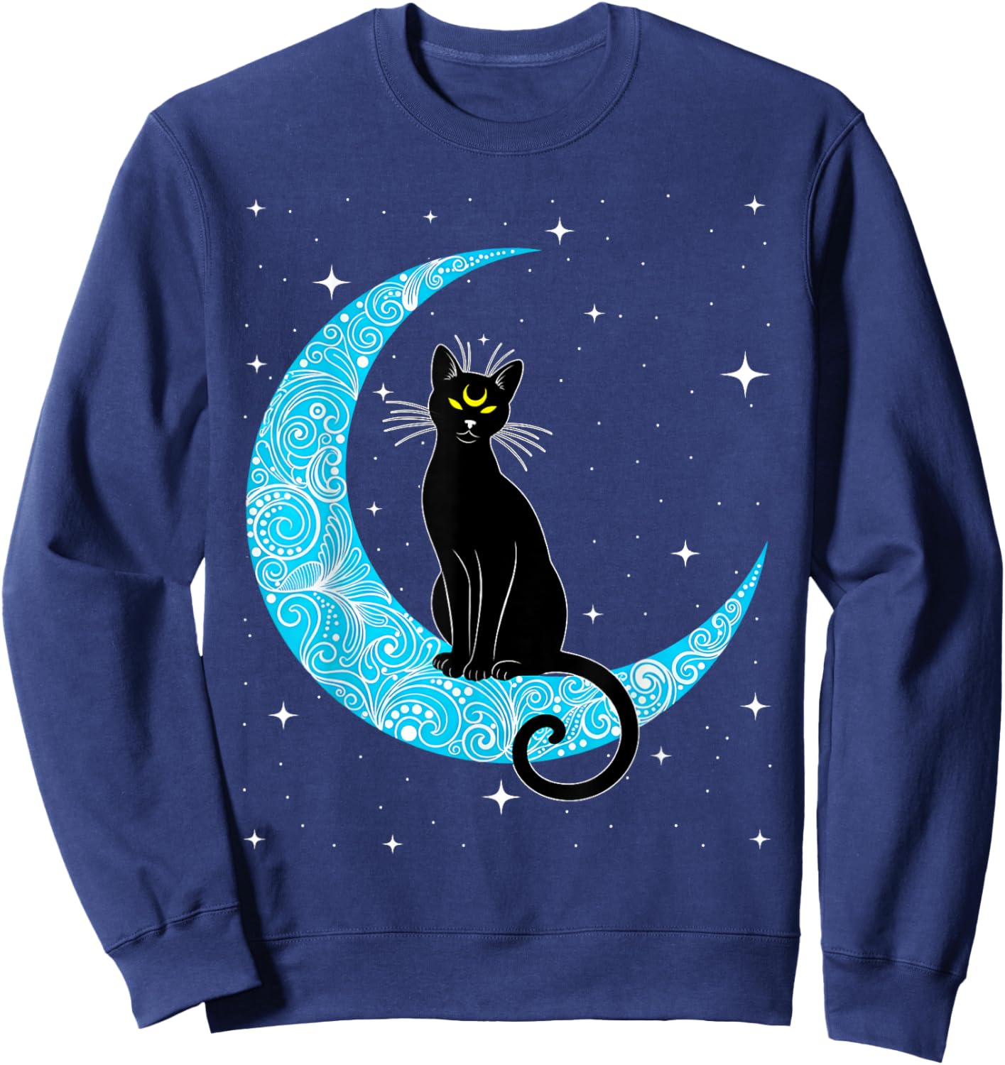 Black Cat Crescent Moon Sailor Mum Sweatshirt - Sweatshirt | Navy