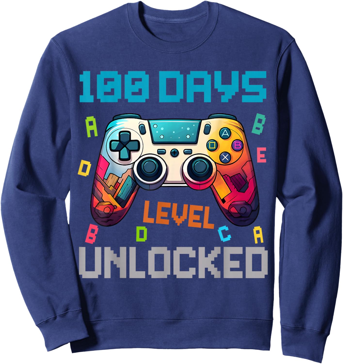 100 Days Level Unlocked Gaming 100 Days of School Boys Sweatshirt - Sweatshirt | Navy