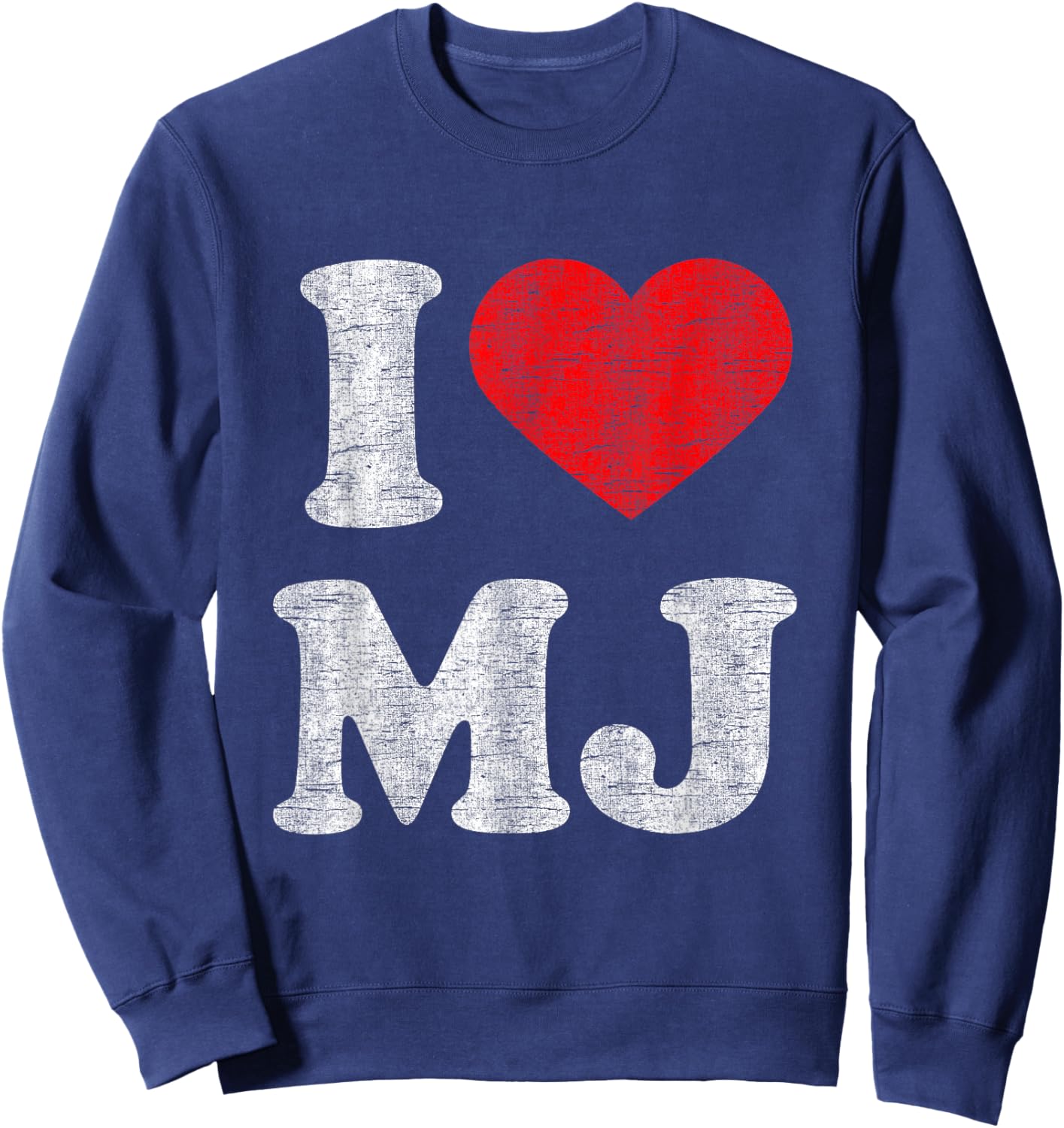 I Love MJ Red Heart Vintage Retro 1980s Men Women 80s Fan Sweatshirt - Sweatshirt | Navy
