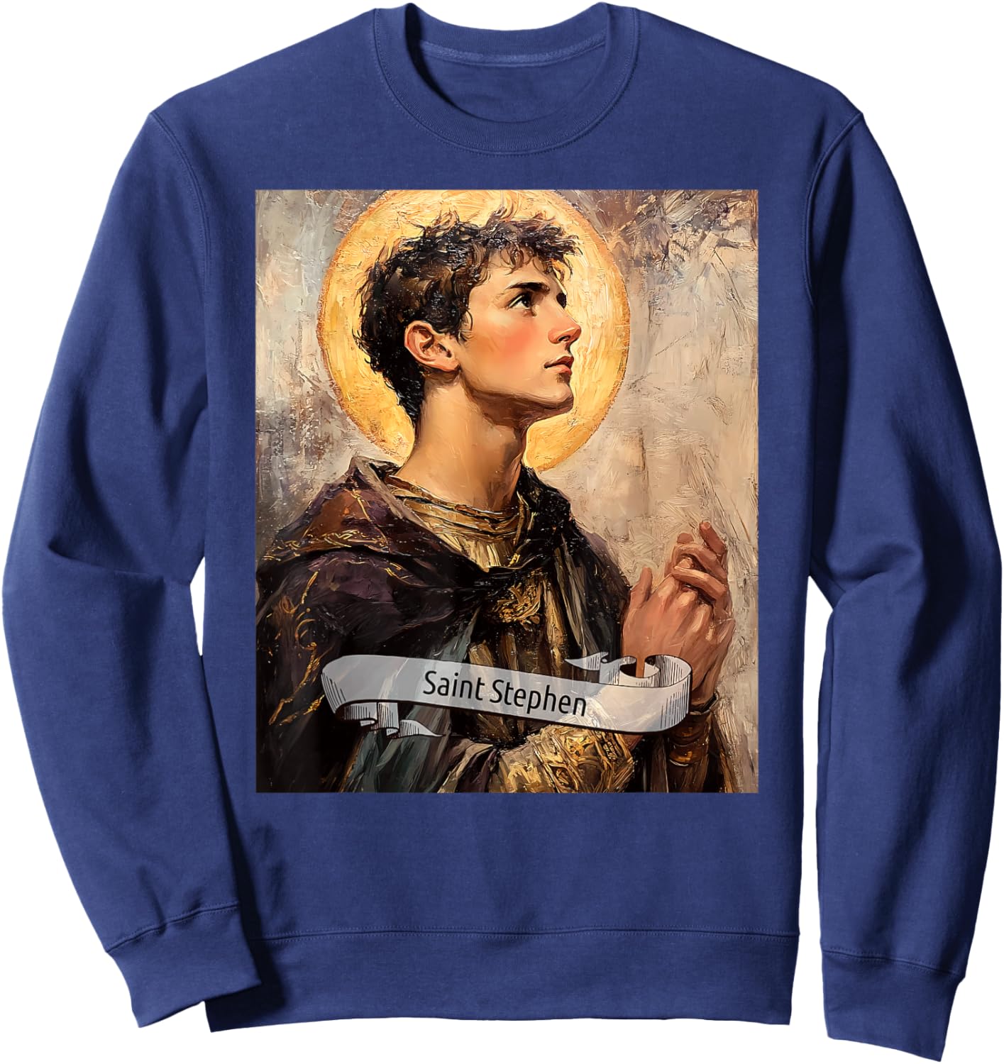 St Stephen The Martyr | Catholic Saint Design Christian Gift Sweatshirt - Sweatshirt | Navy