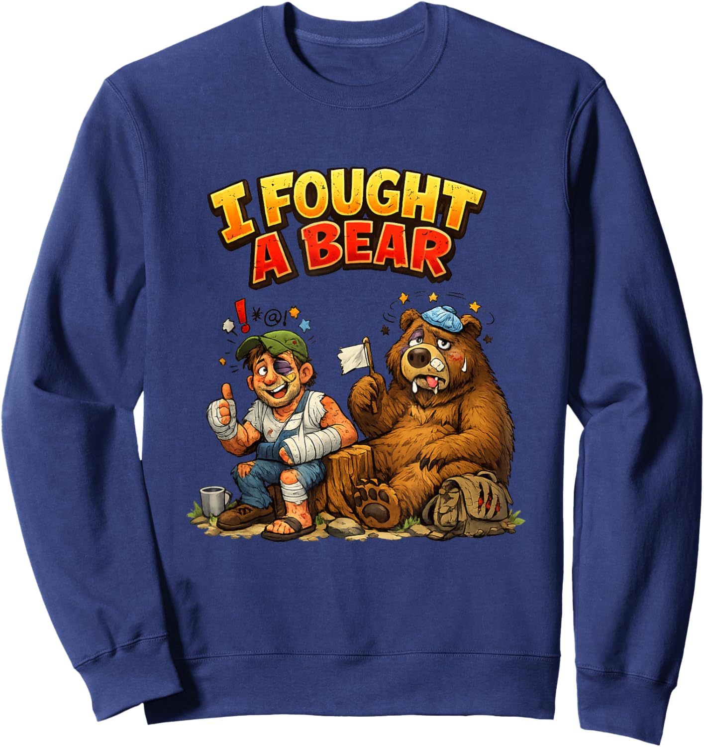 Funny I Fought A Bear Sweatshirt - Sweatshirt | Navy