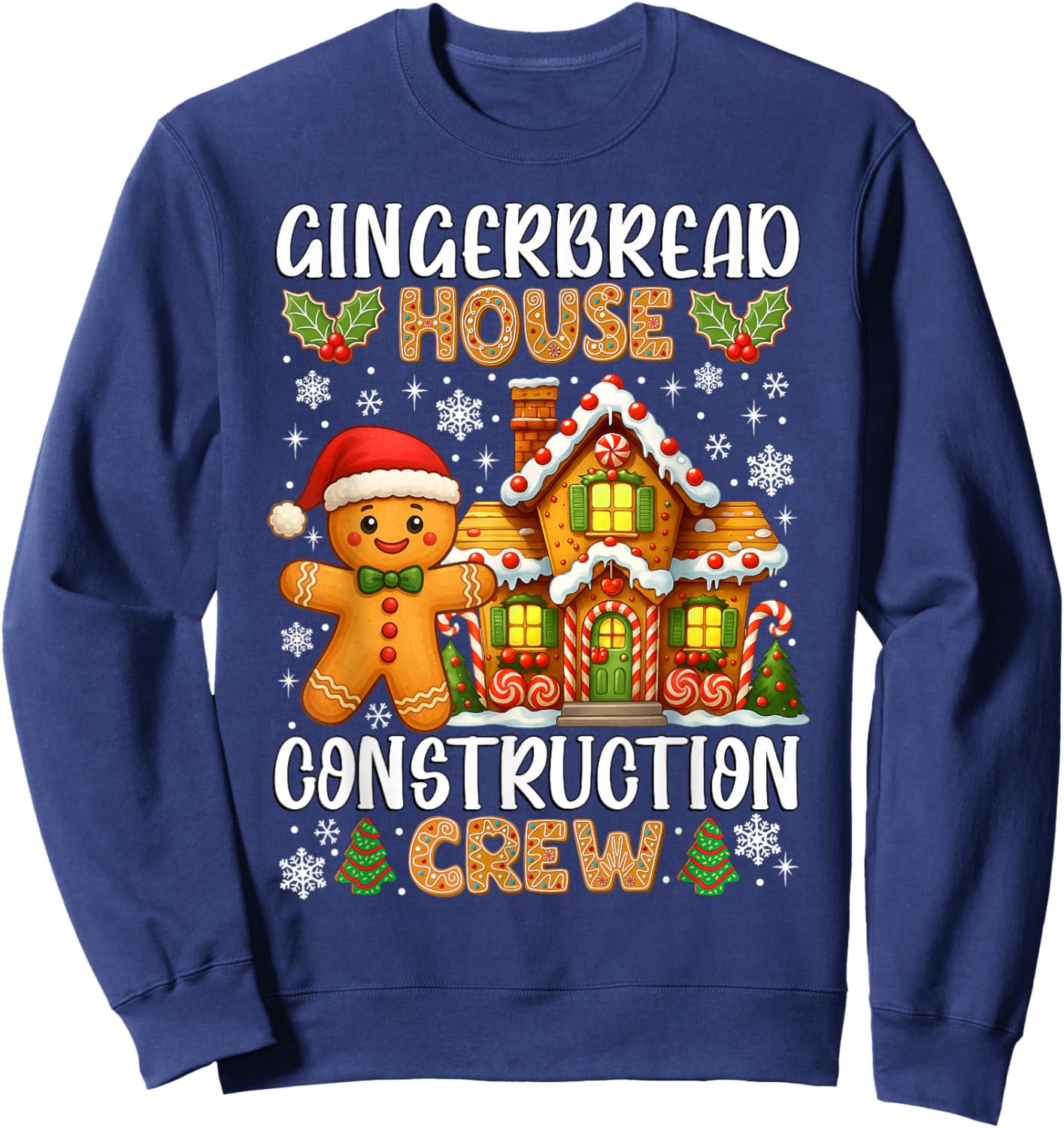 Gingerbread House Construction Crew Christmas Cookie Kids Sweatshirt - Sweatshirt | Navy